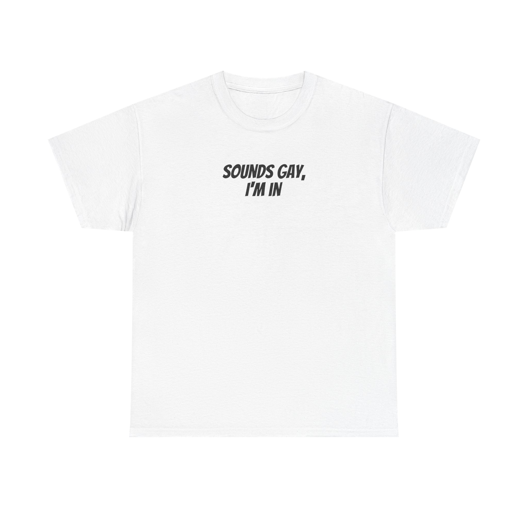 Sounds Gay, I'm In Shirt | Funny Sarcastic Tee | Gift for Gen Z - Black Text - T-Shirt