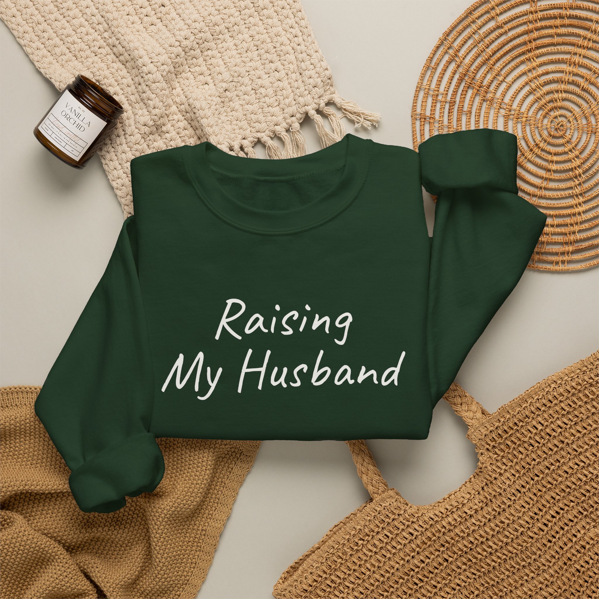 Raising My Husband Sweatshirt | Funny Sarcastic Sweatshirt | Gift for Wife - White Text - Sweatshirt - Image 12