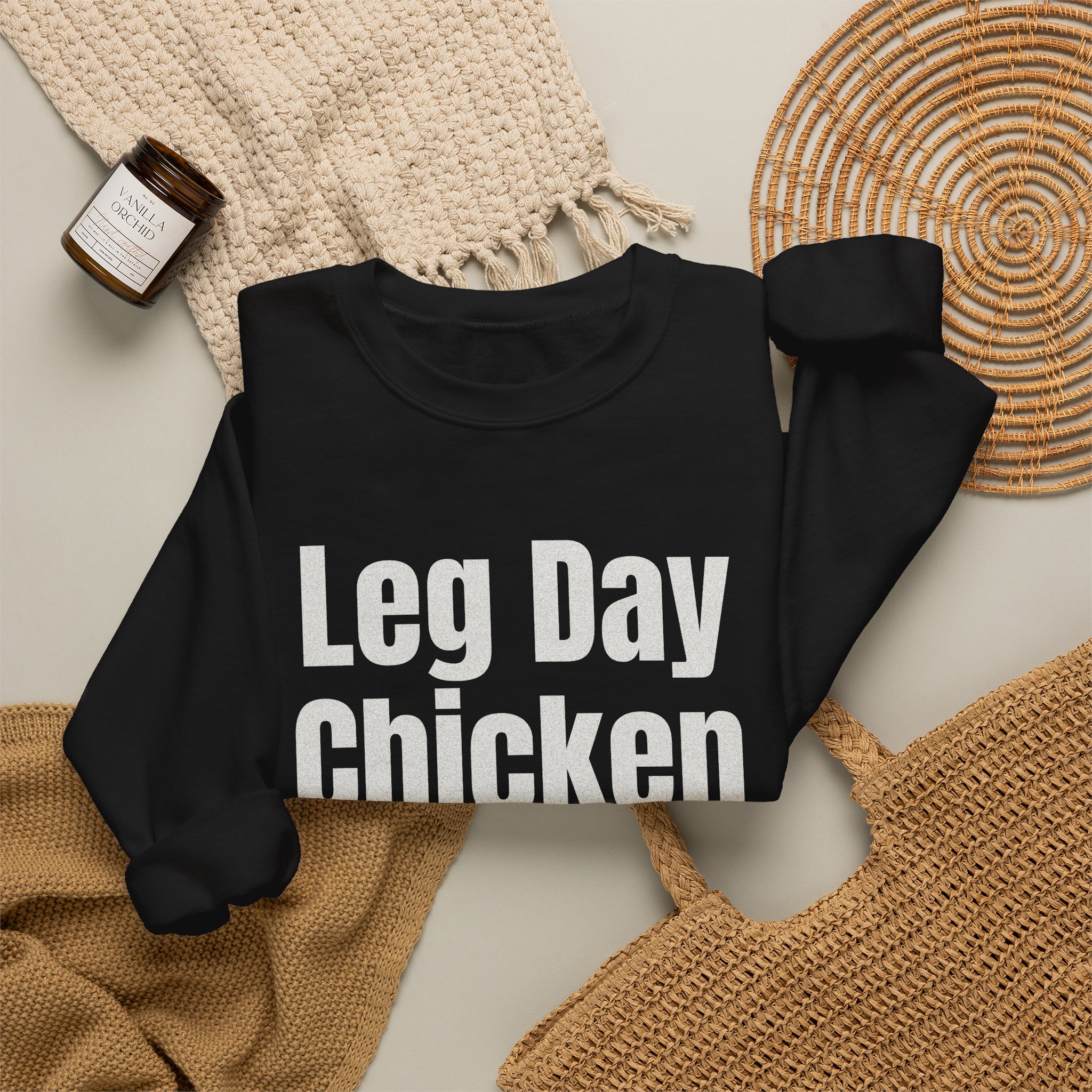 Leg Day Chicken Sweatshirt | Funny Gym Sweatshirt | Gift for Gym Bros - White Text - Sweatshirt - Image 4