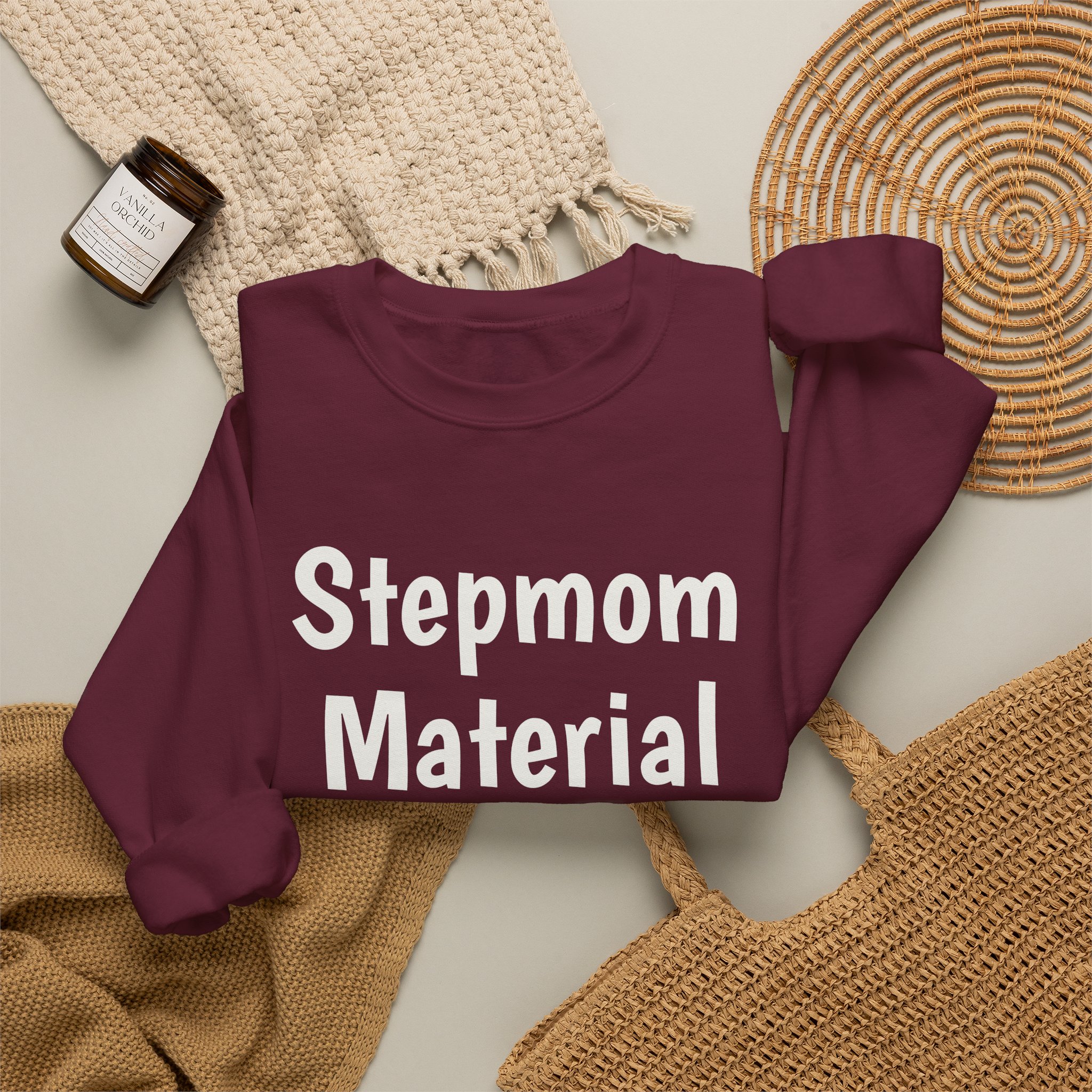 Stepmom Material Sweatshirt | Bold Sarcastic Sweatshirt | Gift for Stepmom - White Text - Sweatshirt - Image 8