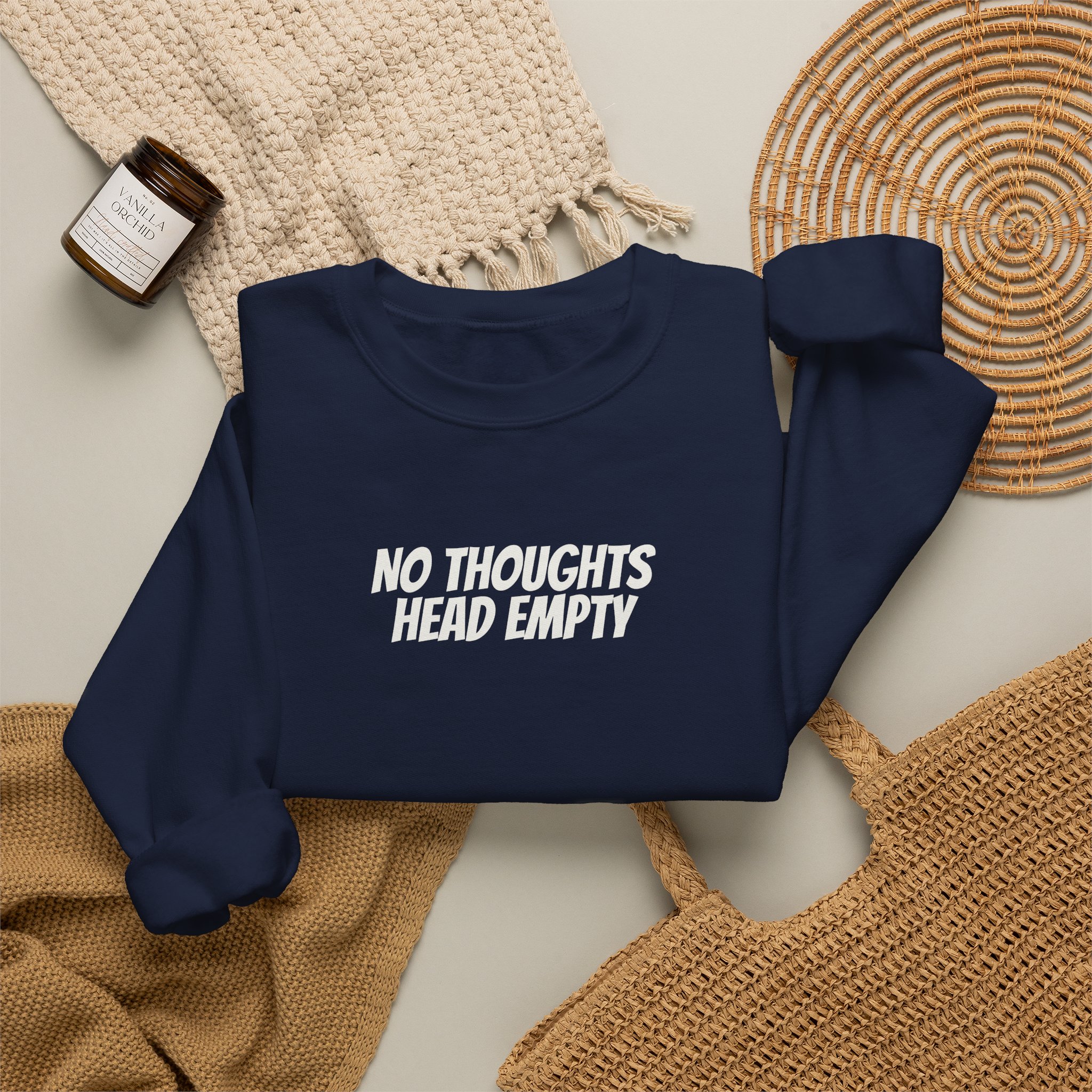 No Thoughts Head Empty Sweatshirt | Funny Sarcastic Sweatshirt | Gift for Gen Z - White Text - Sweatshirt - Image 20