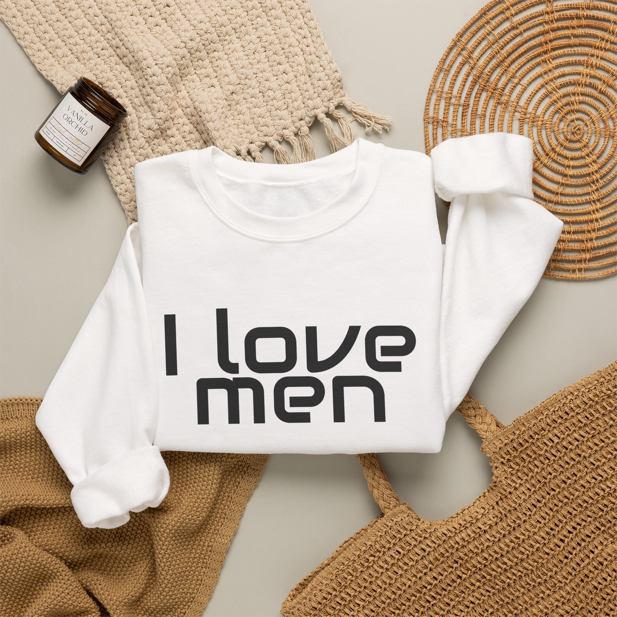I Love Men Sweatshirt | Funny Sarcastic Sweatshirt | Gift for Best Friend - Black Text - Sweatshirt - Image 4