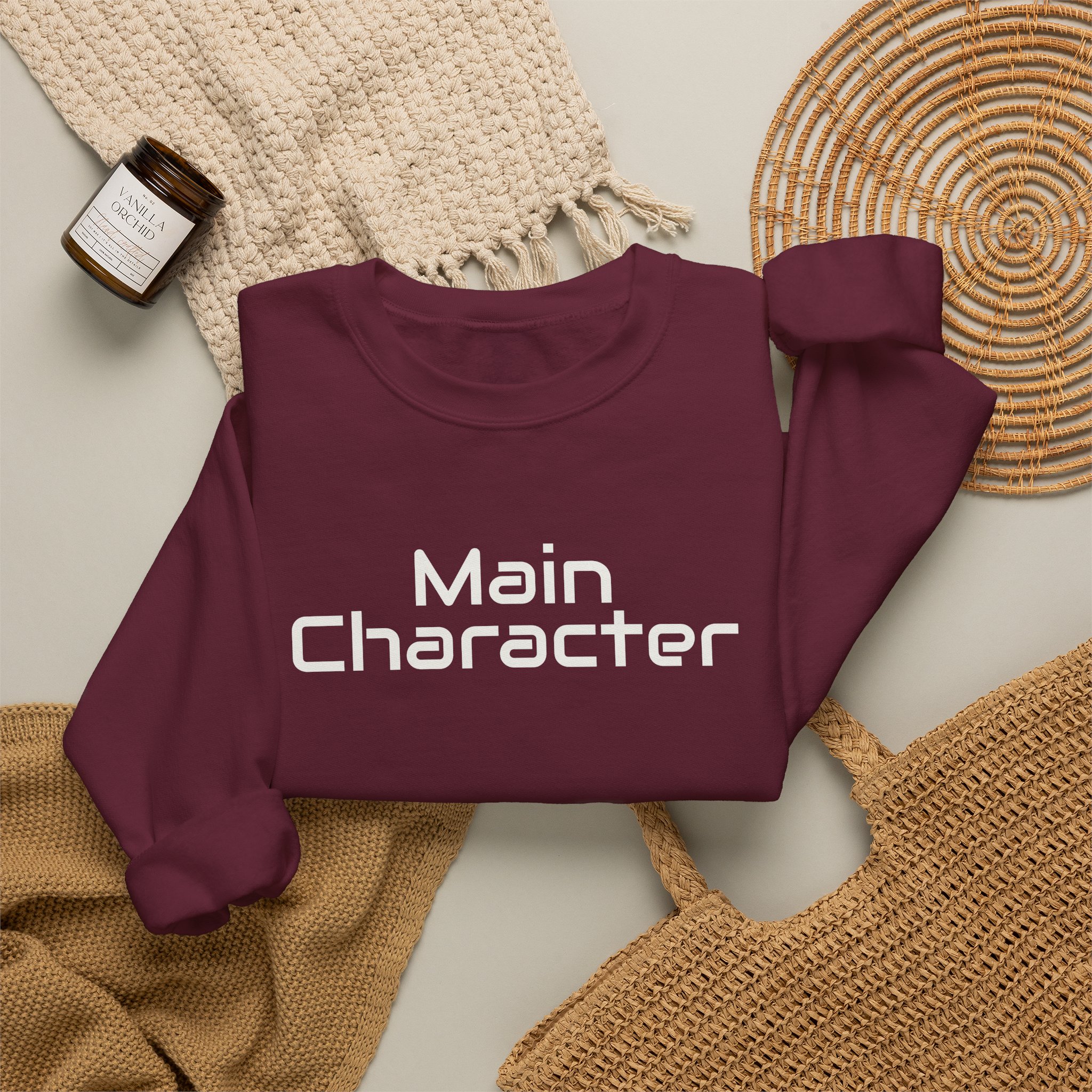 Main Character Sweatshirt | Bold Typography Sweatshirt | Gift for Gen Z - White Text - Sweatshirt - Image 8