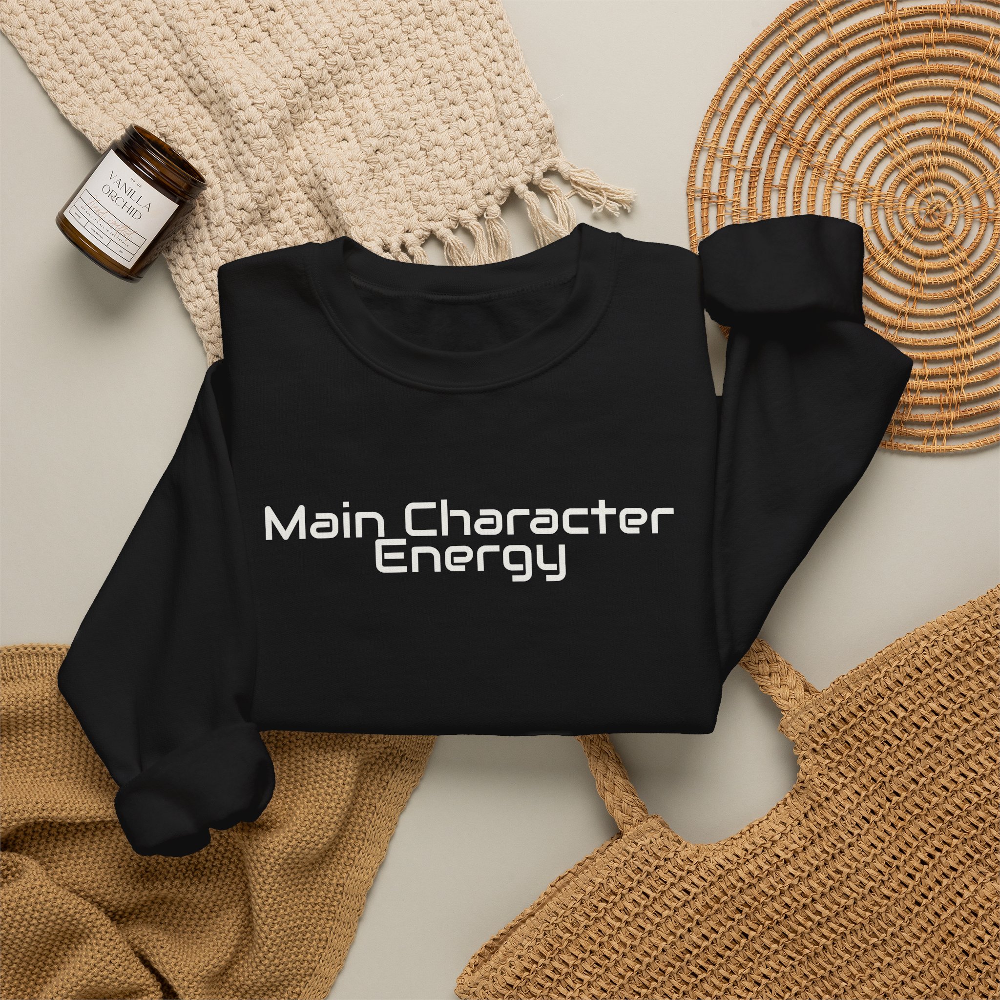 Main Character Energy Sweatshirt | Bold Sarcastic Sweatshirt | Gift for Gen Z - White Text - Sweatshirt - Image 4