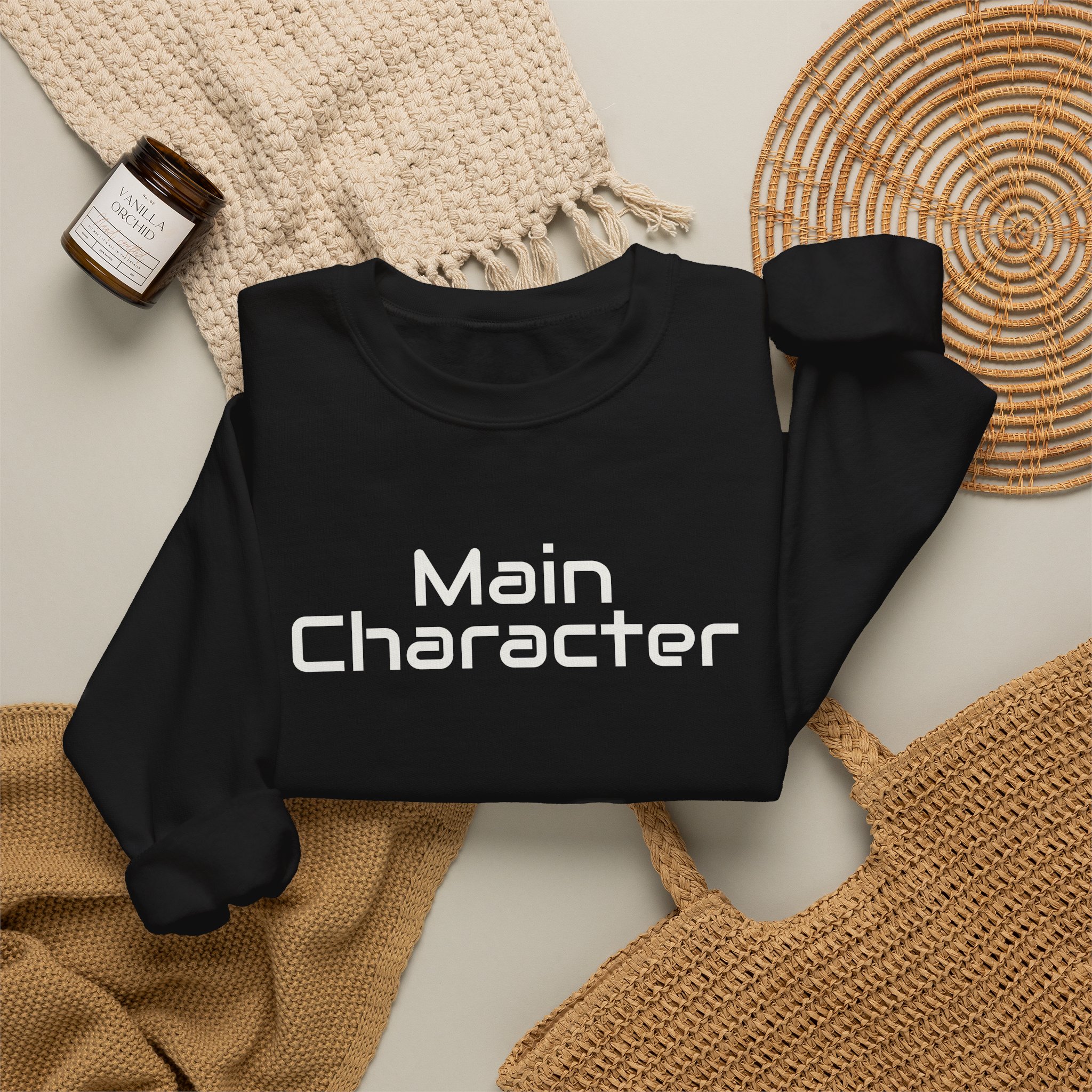 Main Character Sweatshirt | Bold Typography Sweatshirt | Gift for Gen Z - White Text - Sweatshirt - Image 4