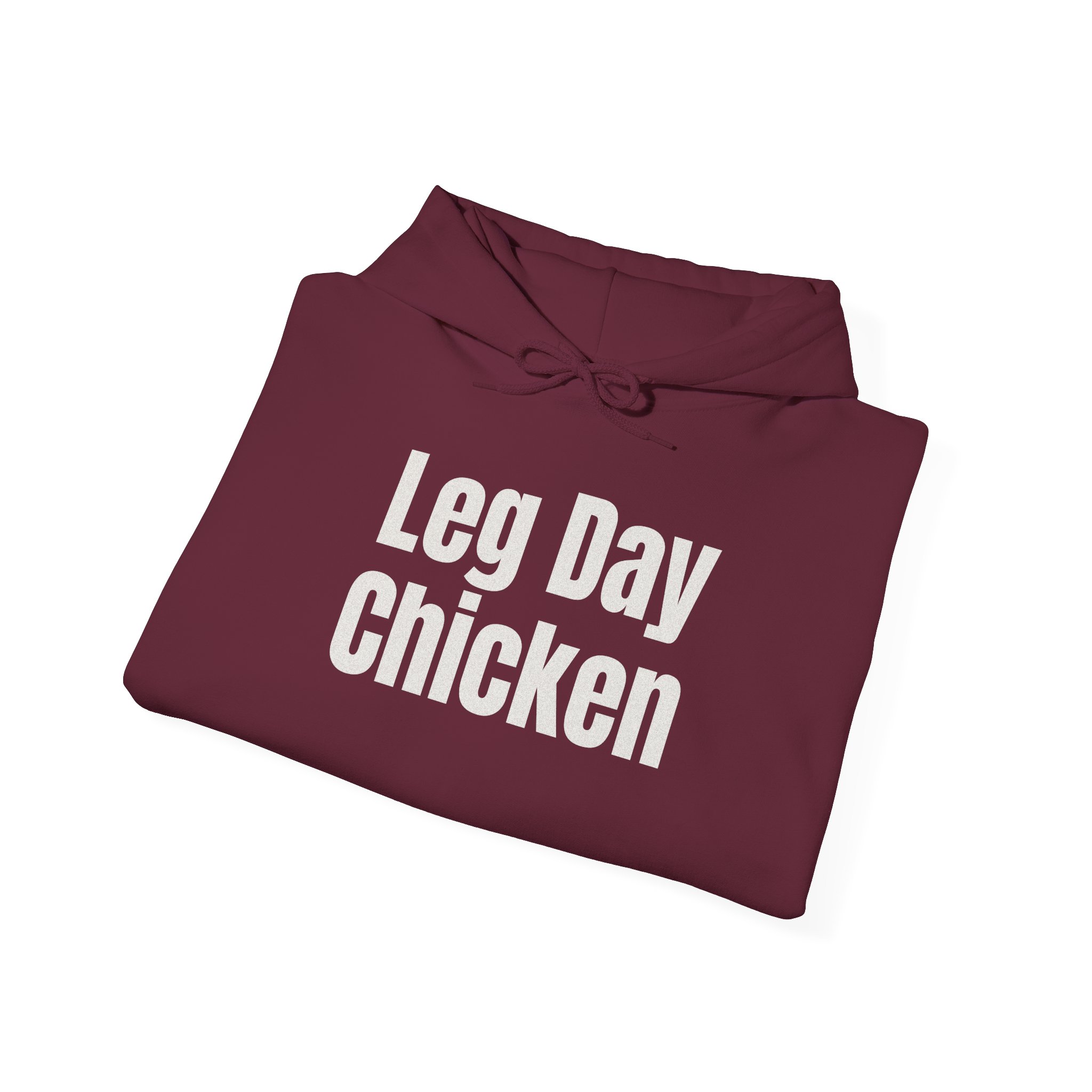 Leg Day Chicken Hoodie | Funny Gym Hoodie | Gift for Gym Bros - White Text - Hoodie - Image 8