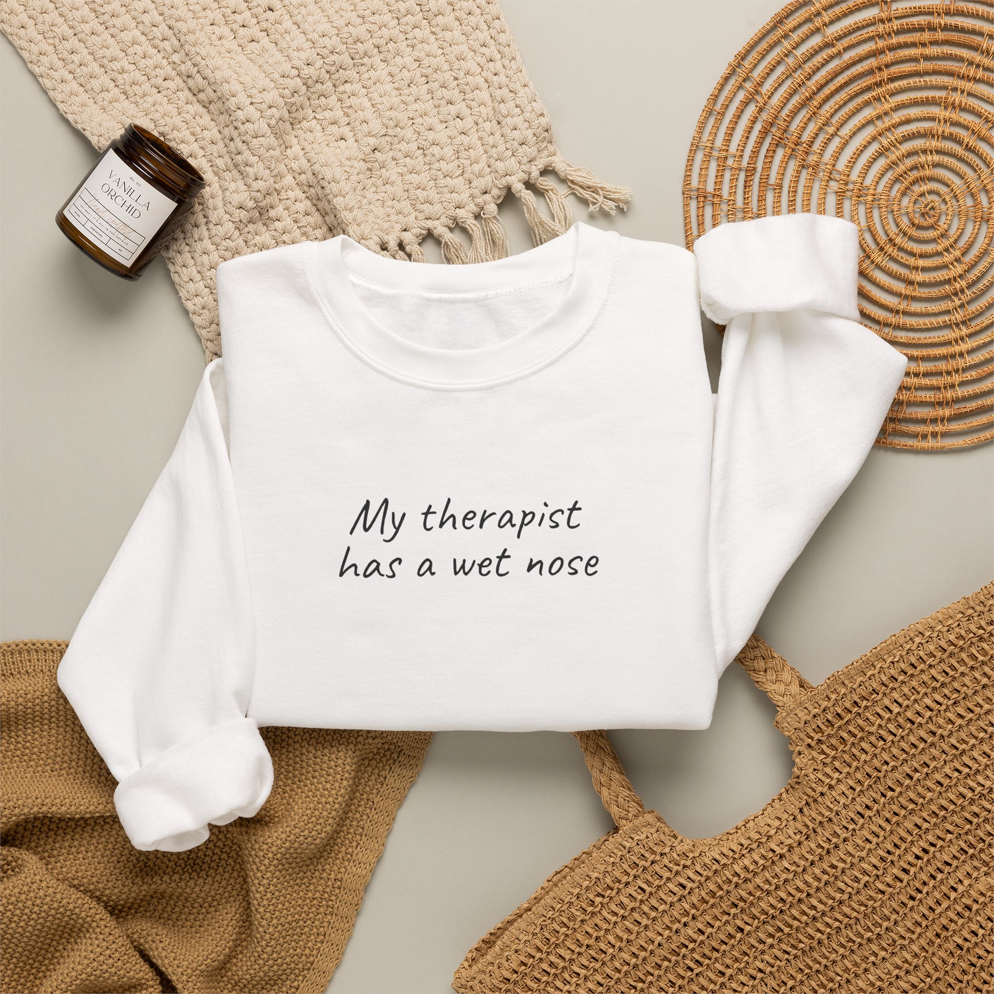 My Therapist Has A Wet Nose Sweatshirt | Funny Sweatshirt | Gift For Pet Owner - Black Text - Sweatshirt - Image 4