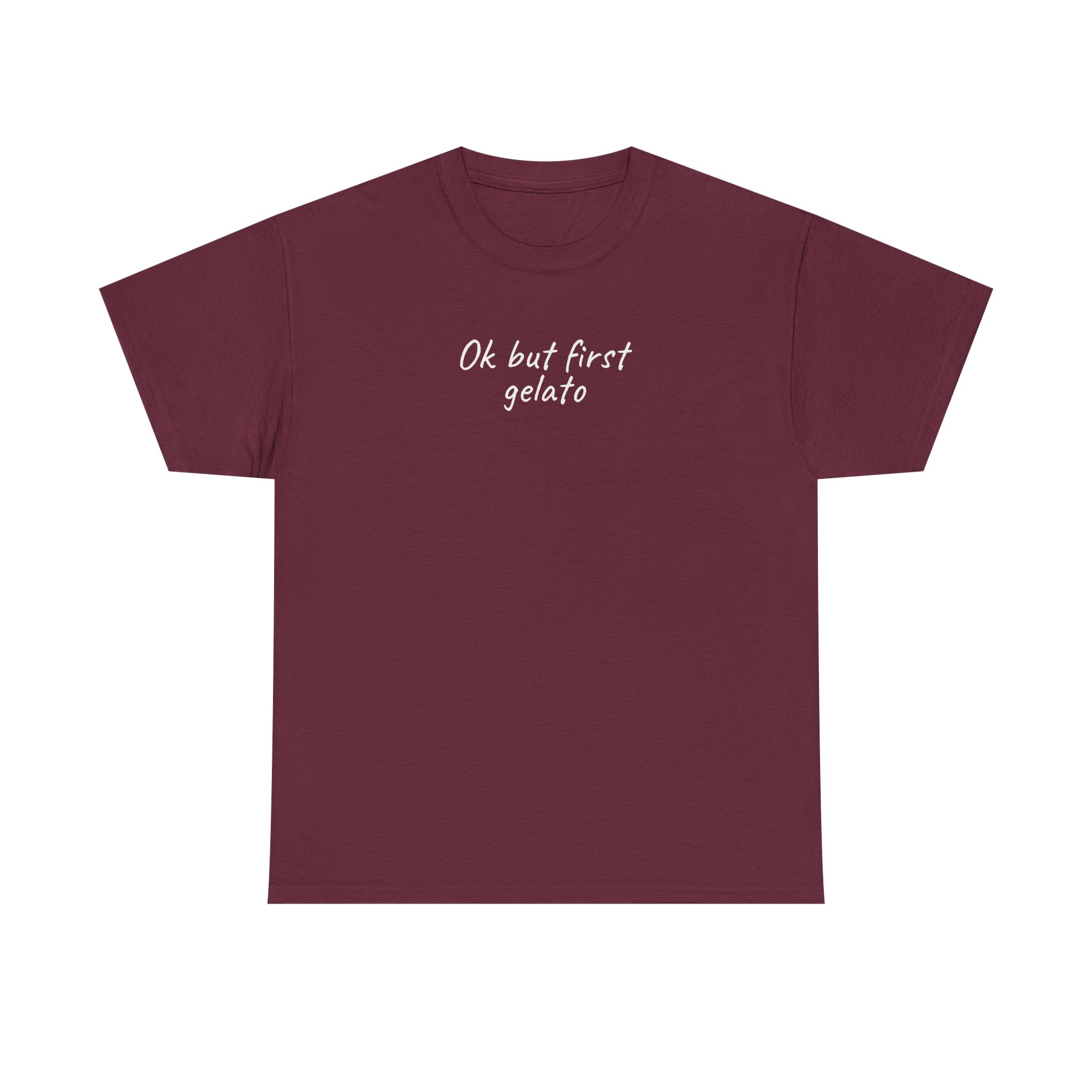Ok But First Gelato Shirt | Funny Foodie Tee | Gift for Ice Cream Lover - White Text - T-Shirt - Image 5