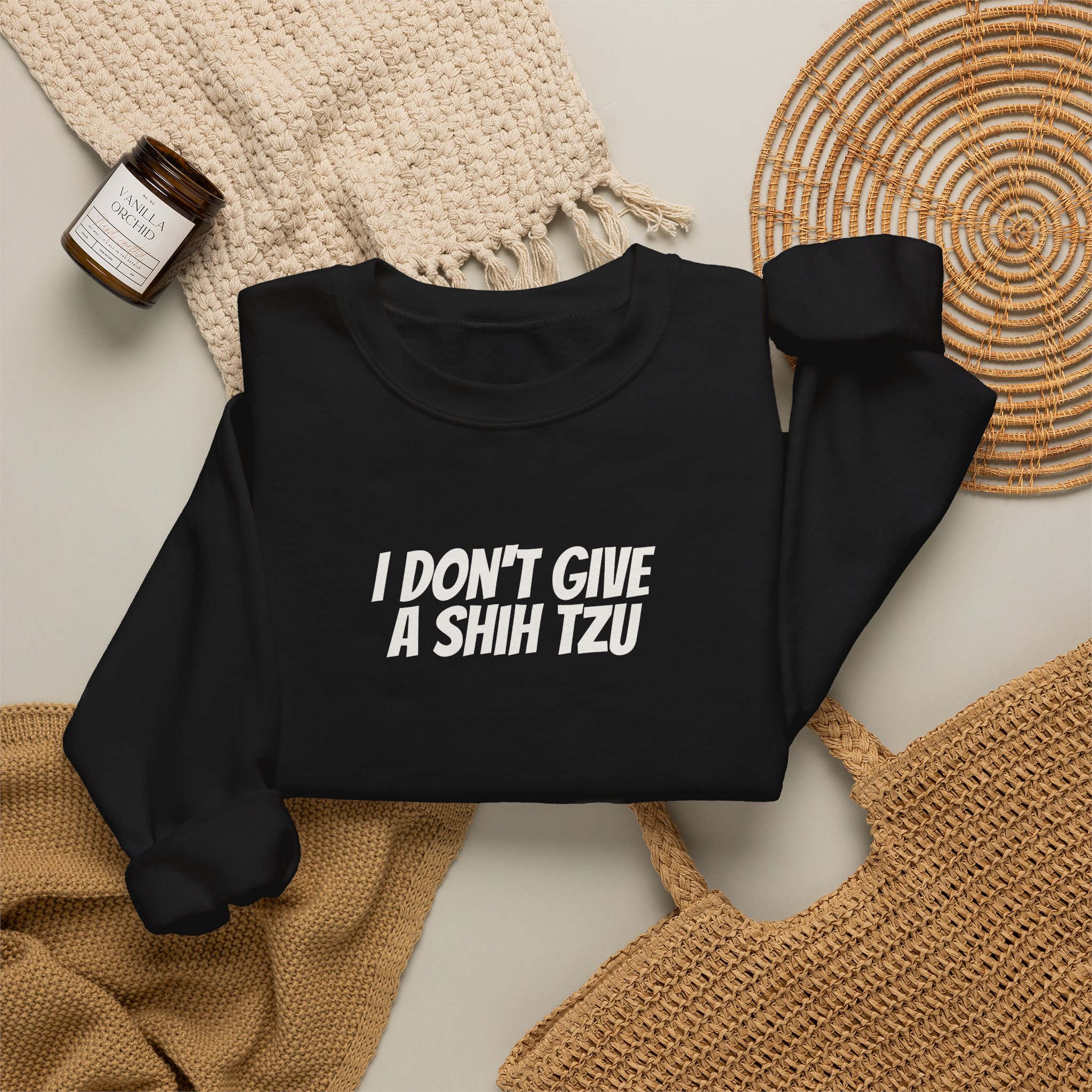 I Don't Give A Shih Tzu Sweatshirt | Funny Dog Sweatshirt | Gift for Dog Mom - White Text - Sweatshirt - Image 4