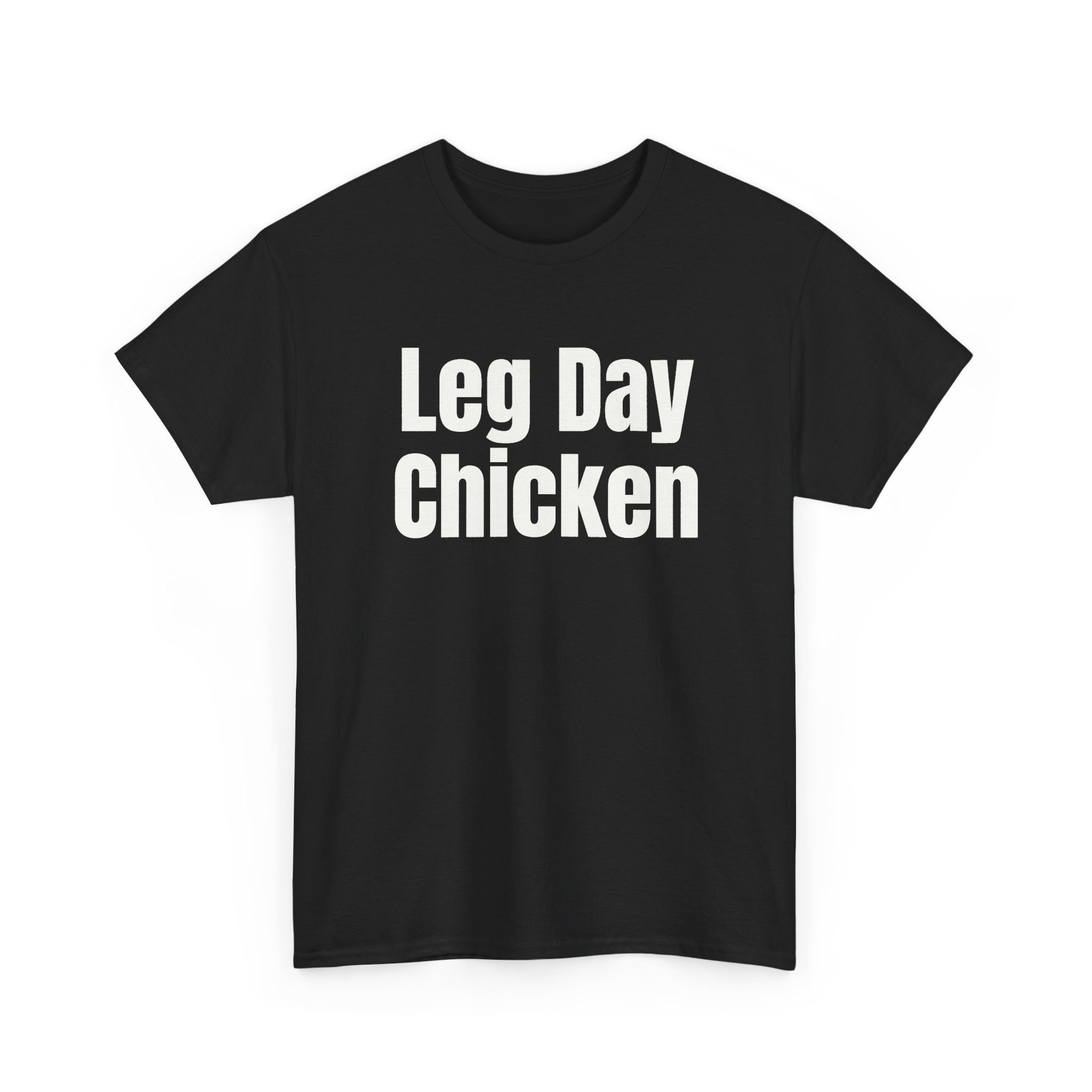 Leg Day Chicken Shirt | Funny Gym Tee | Gift for Gym Bros - White Text - T-Shirt - Image 3