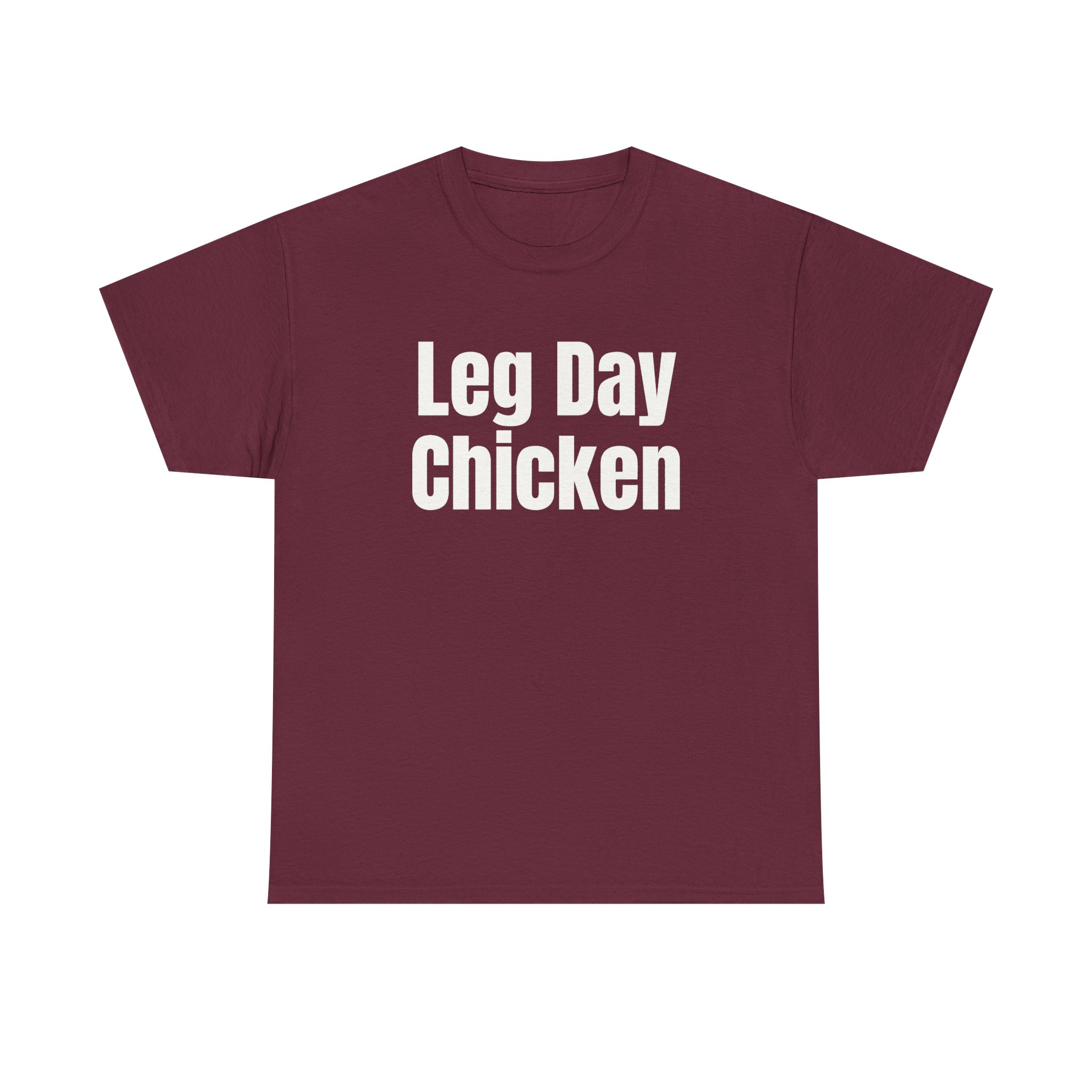 Leg Day Chicken Shirt | Funny Gym Tee | Gift for Gym Bros - White Text - T-Shirt - Image 5