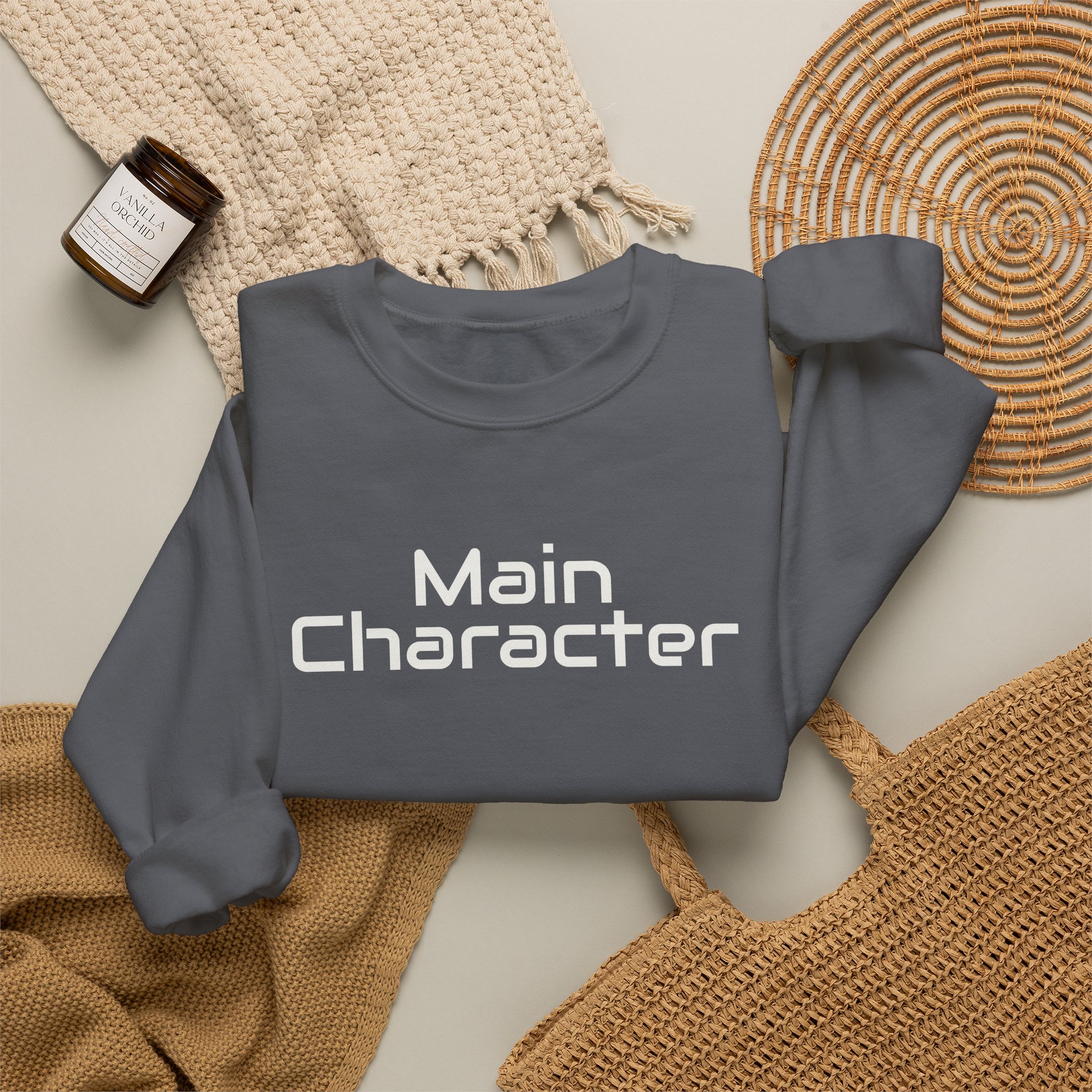 Main Character Sweatshirt | Bold Typography Sweatshirt | Gift for Gen Z - White Text - Sweatshirt - Image 16