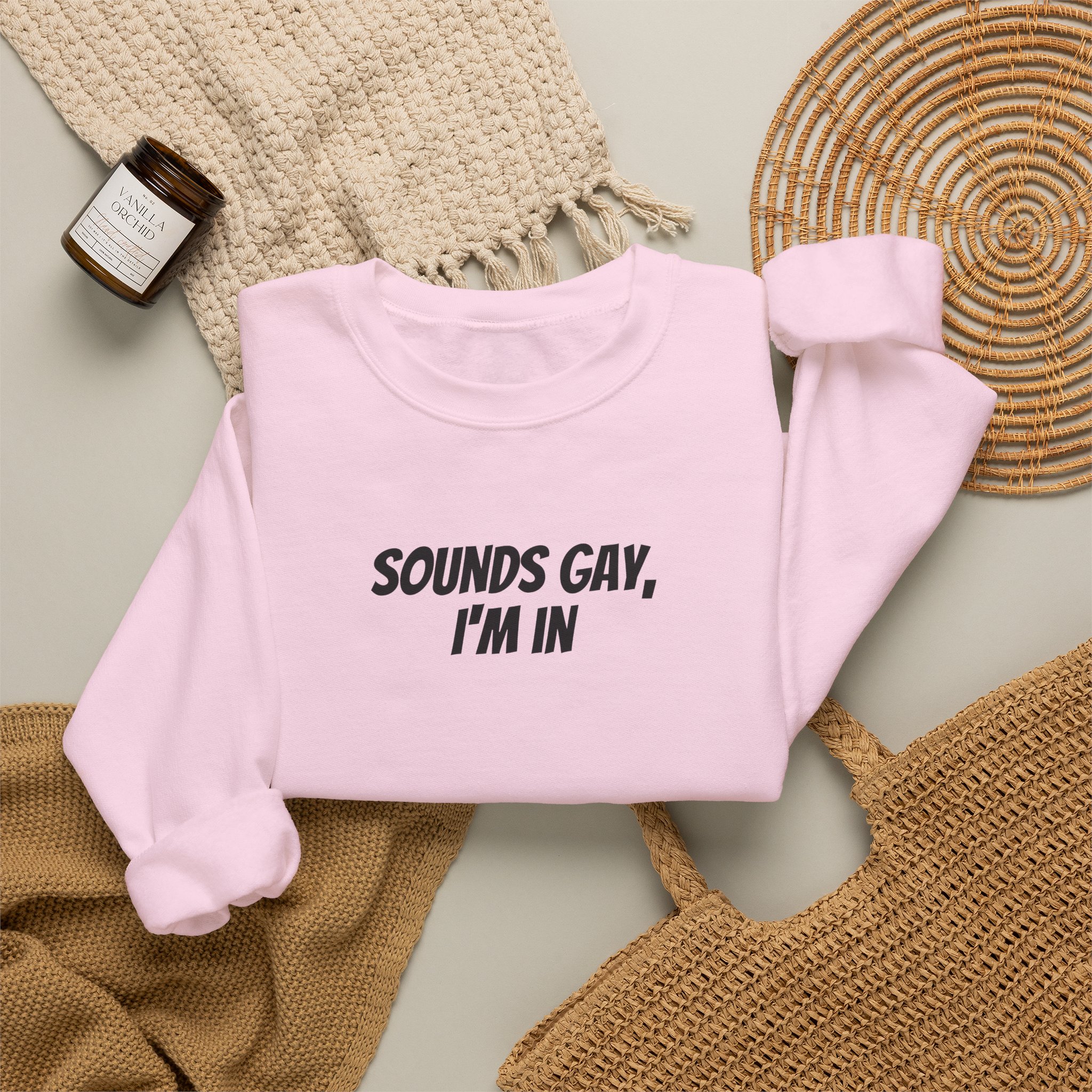 Sounds Gay, I'm In Sweatshirt | Funny Sarcastic Sweatshirt | Gift for Gen Z - Black Text - Sweatshirt - Image 16