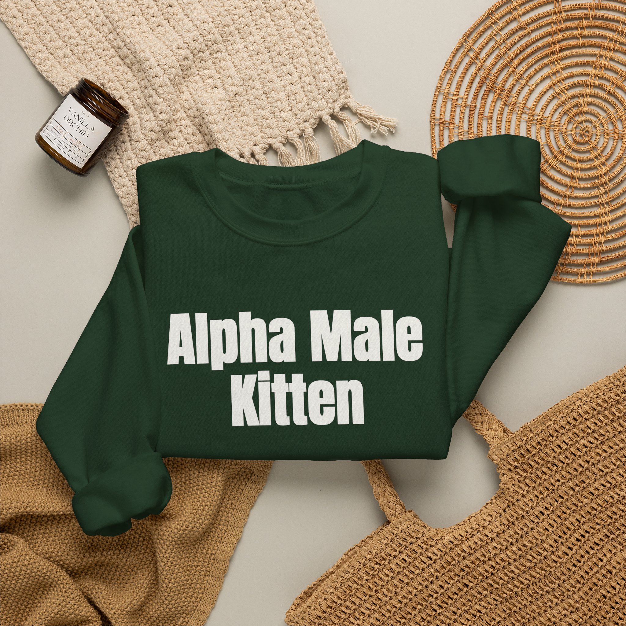 Alpha Male Kitten Sweatshirt | Funny Sarcastic Sweatshirt | Gift for Him - White Text - Sweatshirt - Image 12