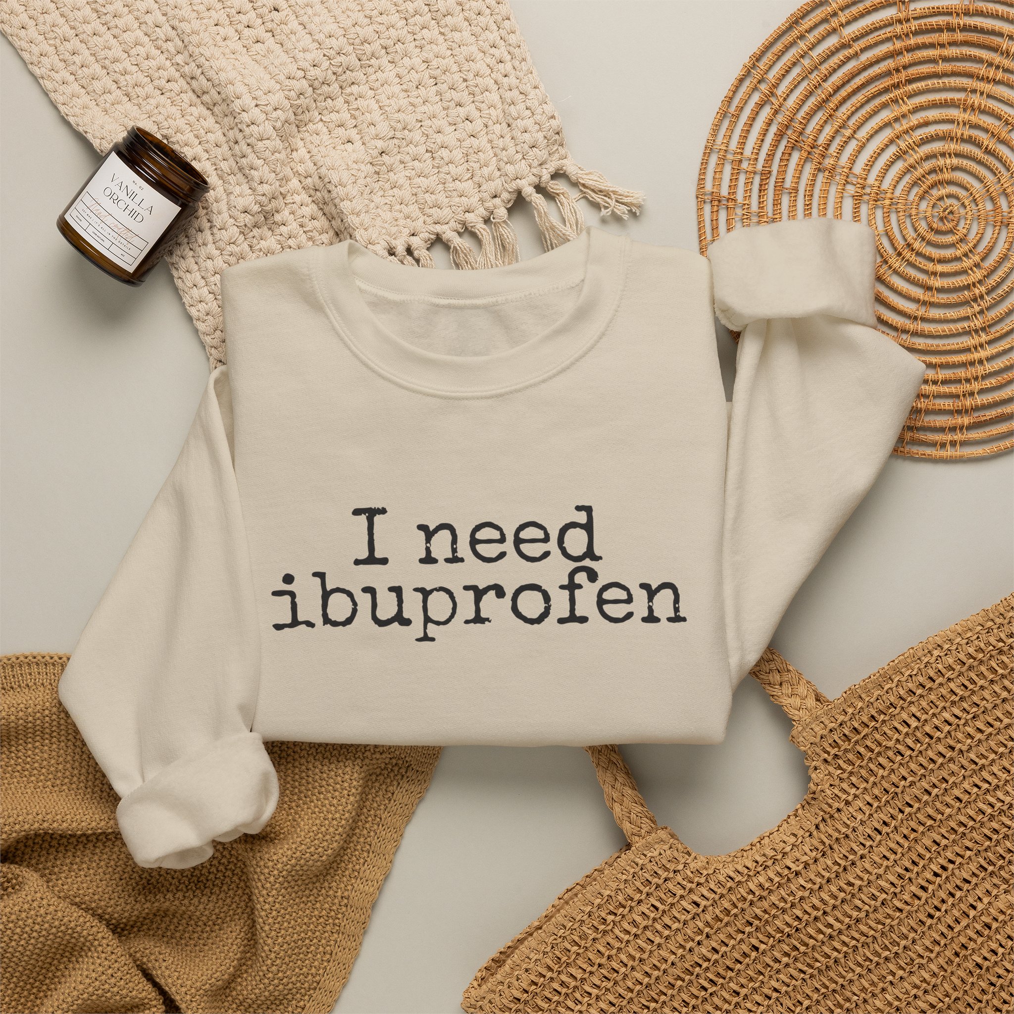 I Need Ibuprofen Sweatshirt | Funny Sarcastic Sweatshirt | Gift for Adults - Black Text - Sweatshirt - Image 8
