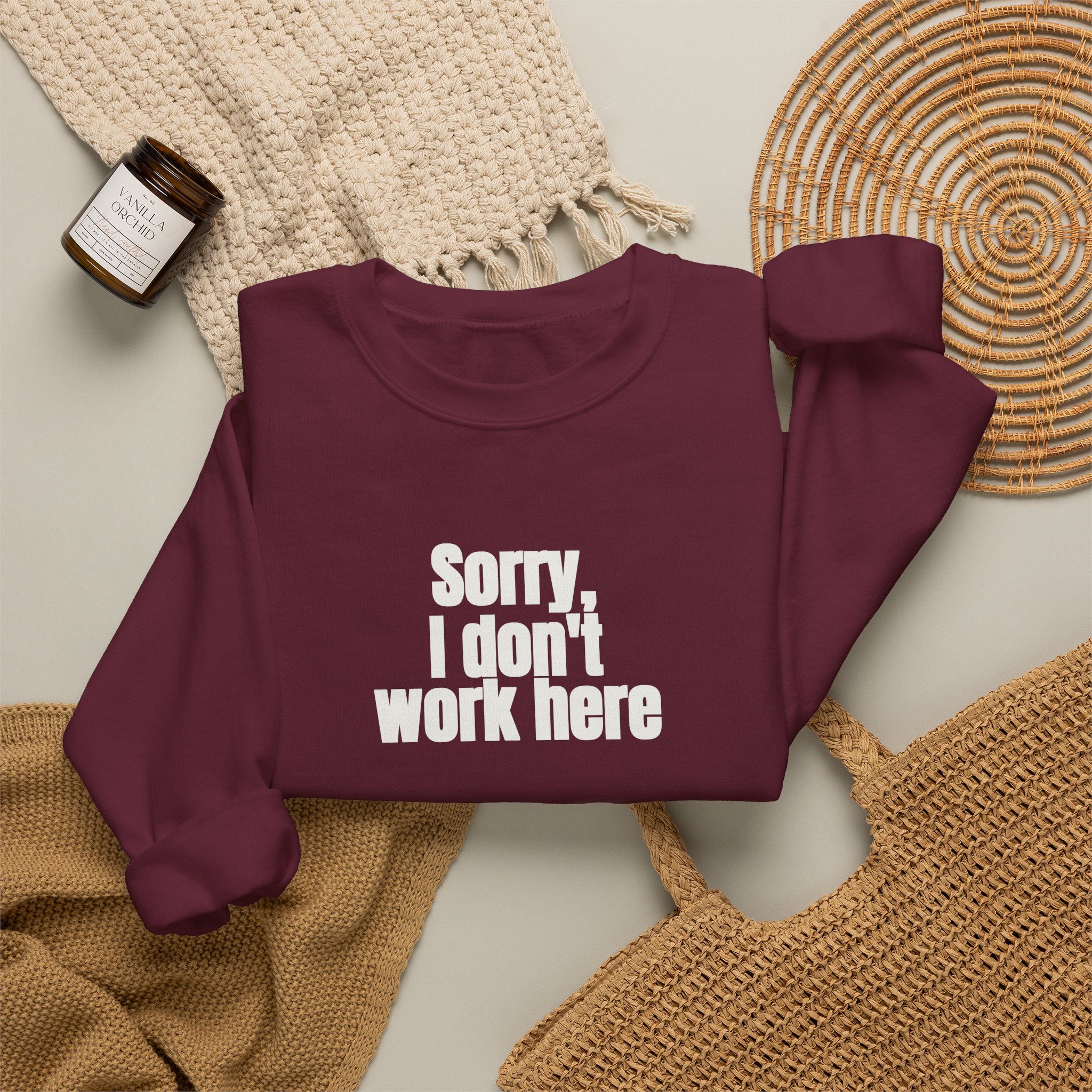 Sorry, I Don't Work Here Sweatshirt | Sarcastic Sweatshirt | Gift for Introverts - White Text - Sweatshirt - Image 8