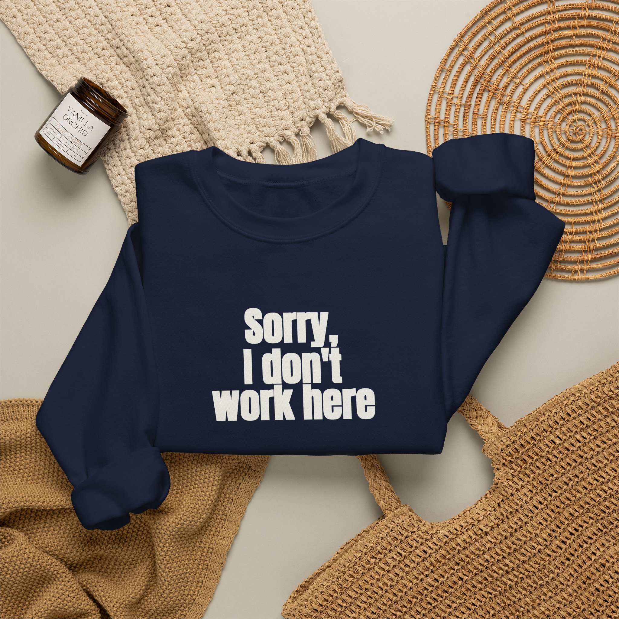 Sorry, I Don't Work Here Sweatshirt | Sarcastic Sweatshirt | Gift for Introverts - White Text - Sweatshirt - Image 20