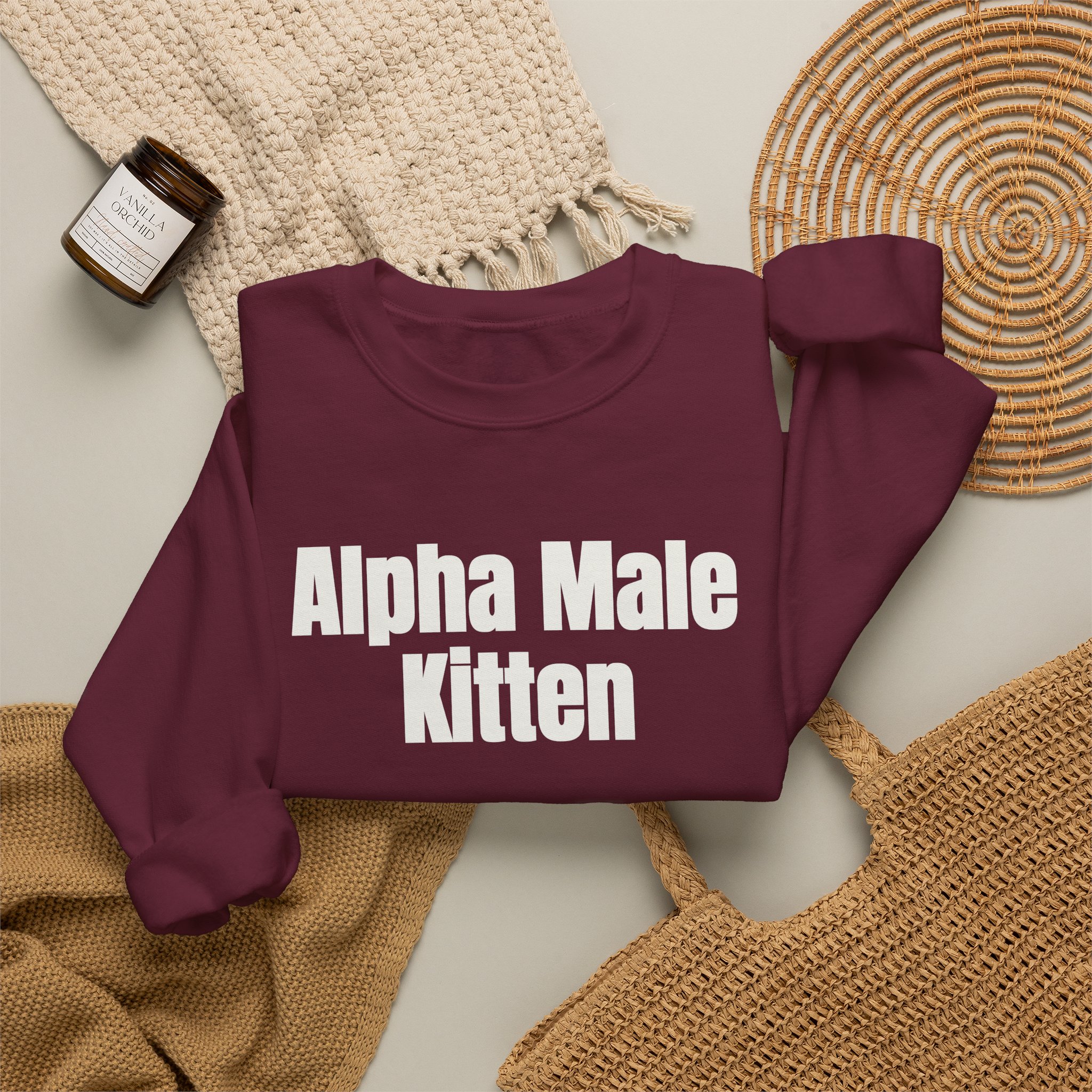 Alpha Male Kitten Sweatshirt | Funny Sarcastic Sweatshirt | Gift for Him - White Text - Sweatshirt - Image 8