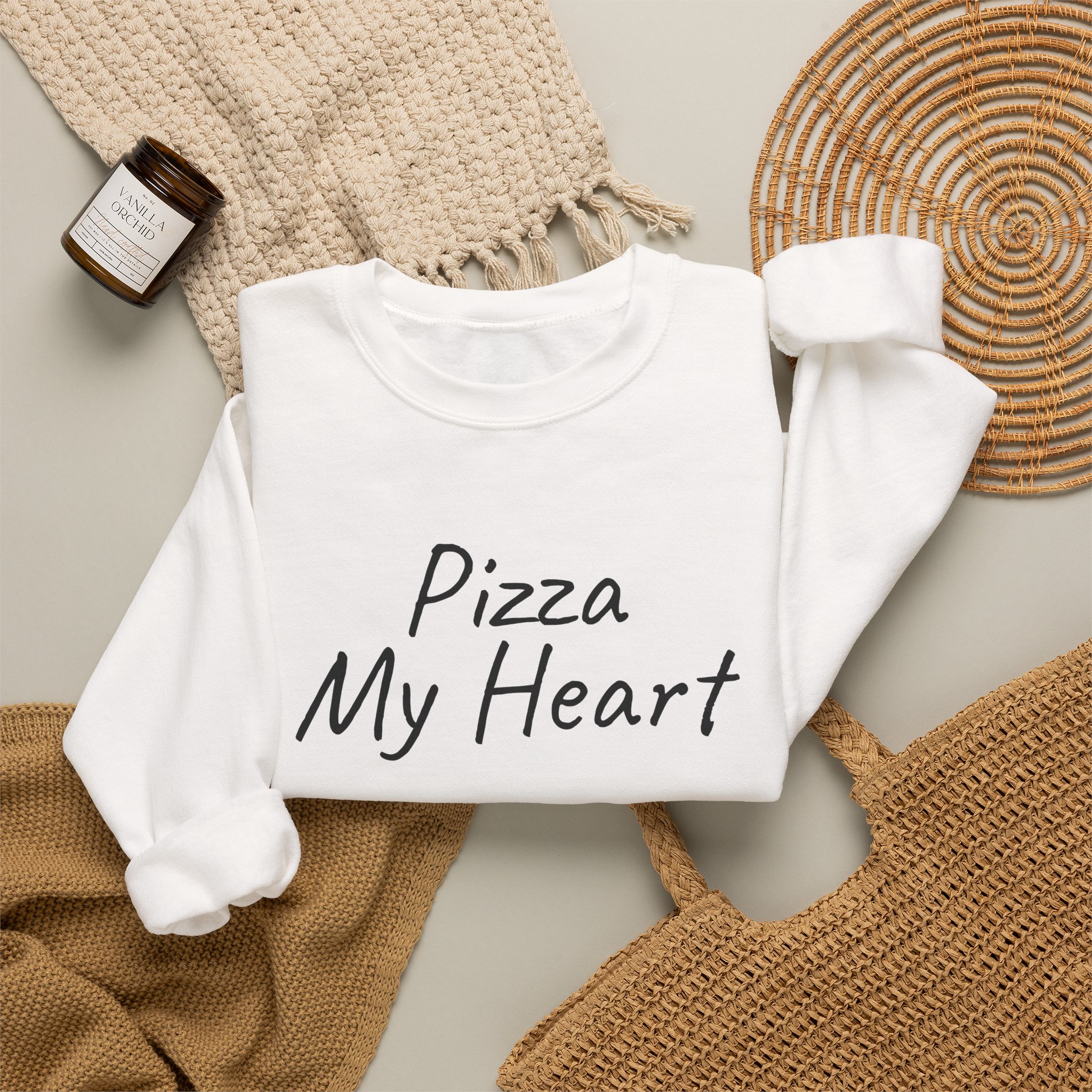 Pizza My Heart Sweatshirt | Cute Toddler Sweatshirt | Gift for Pizza Lover - Black Text - Sweatshirt - Image 4