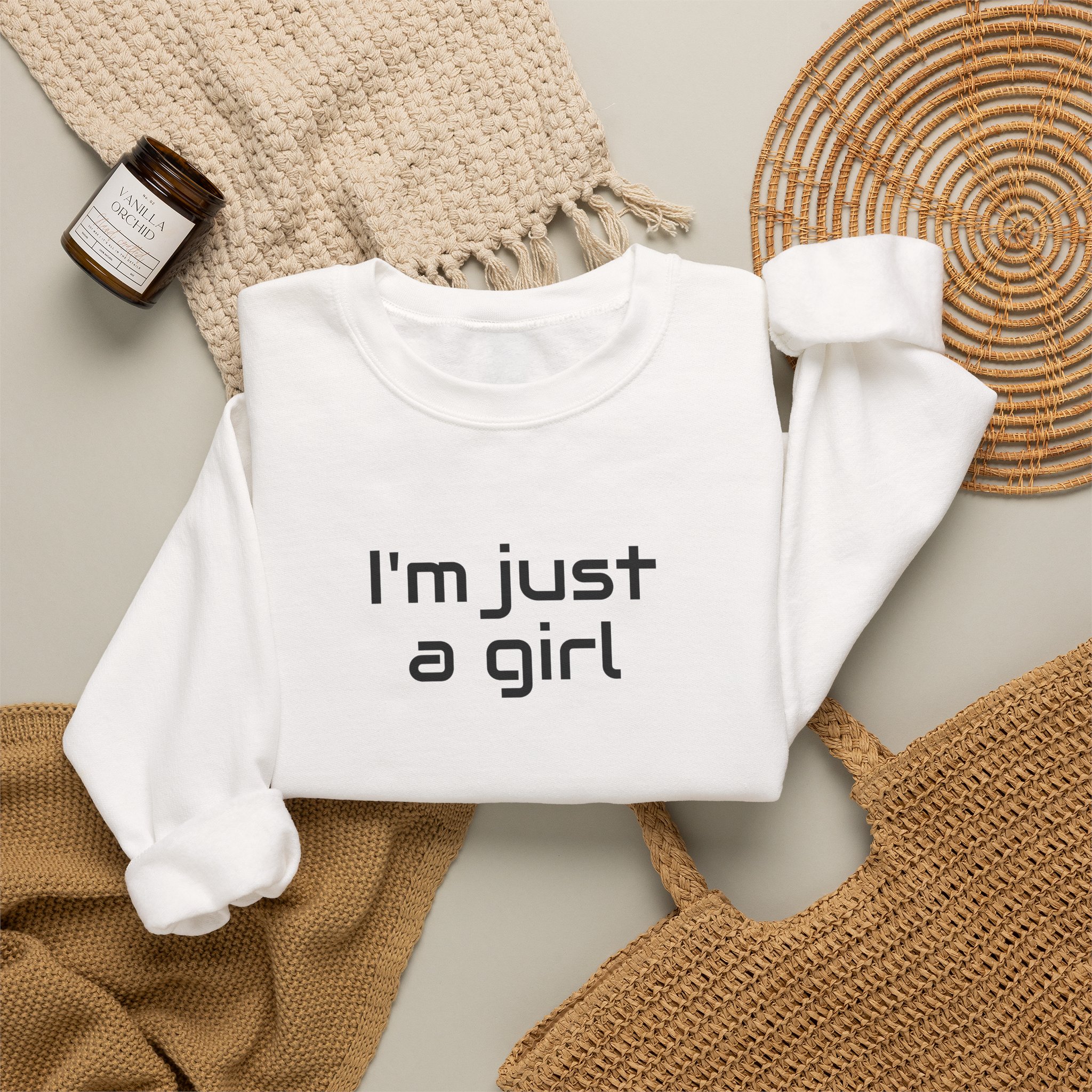 I Just A Girl Sweatshirt | Funny Sarcastic Sweatshirt | Gift for Gen Z - Black Text - Sweatshirt - Image 4