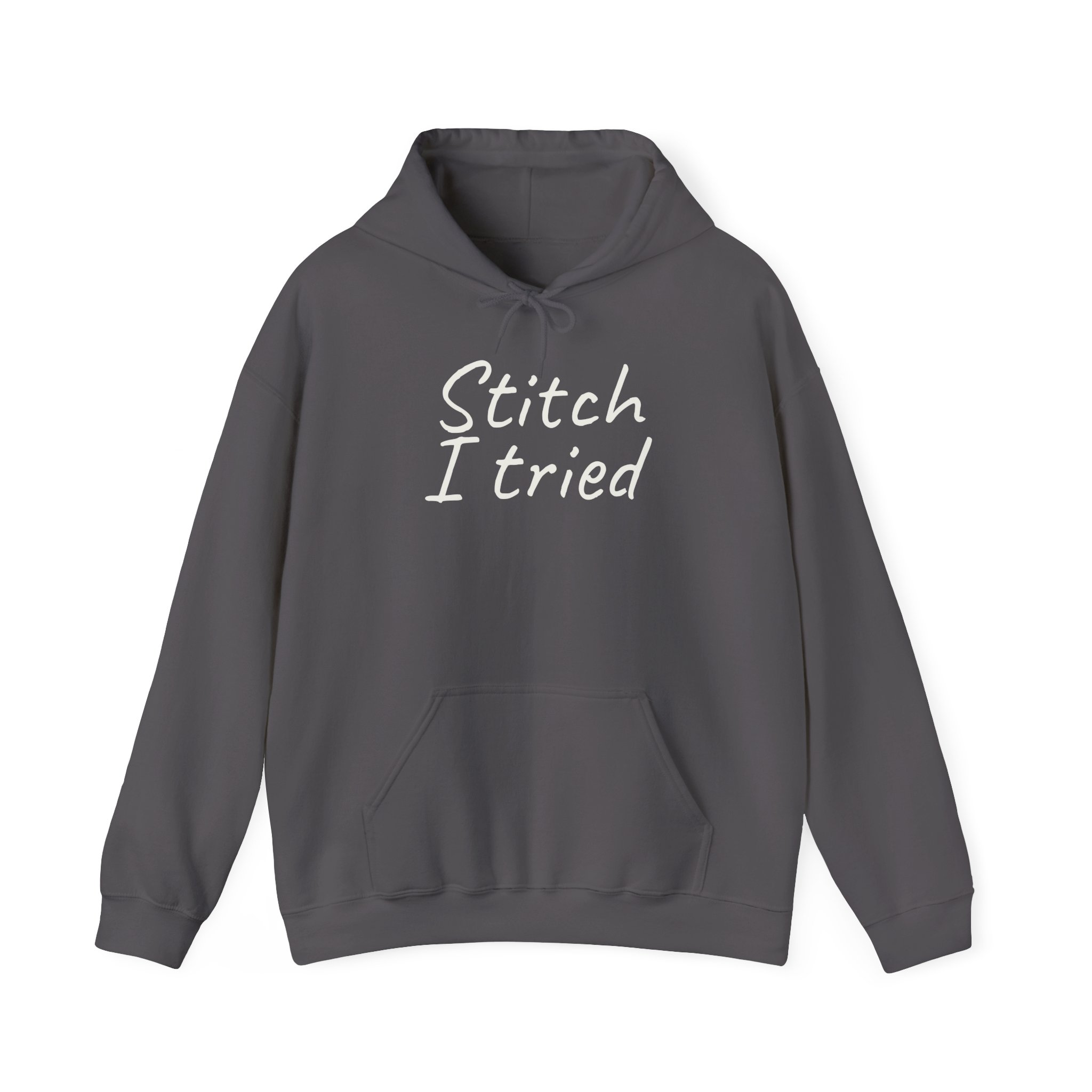 Stitch I Tried Hoodie | Funny Sarcastic Hoodie | Gift for Crafter - White Text - Hoodie - Image 13