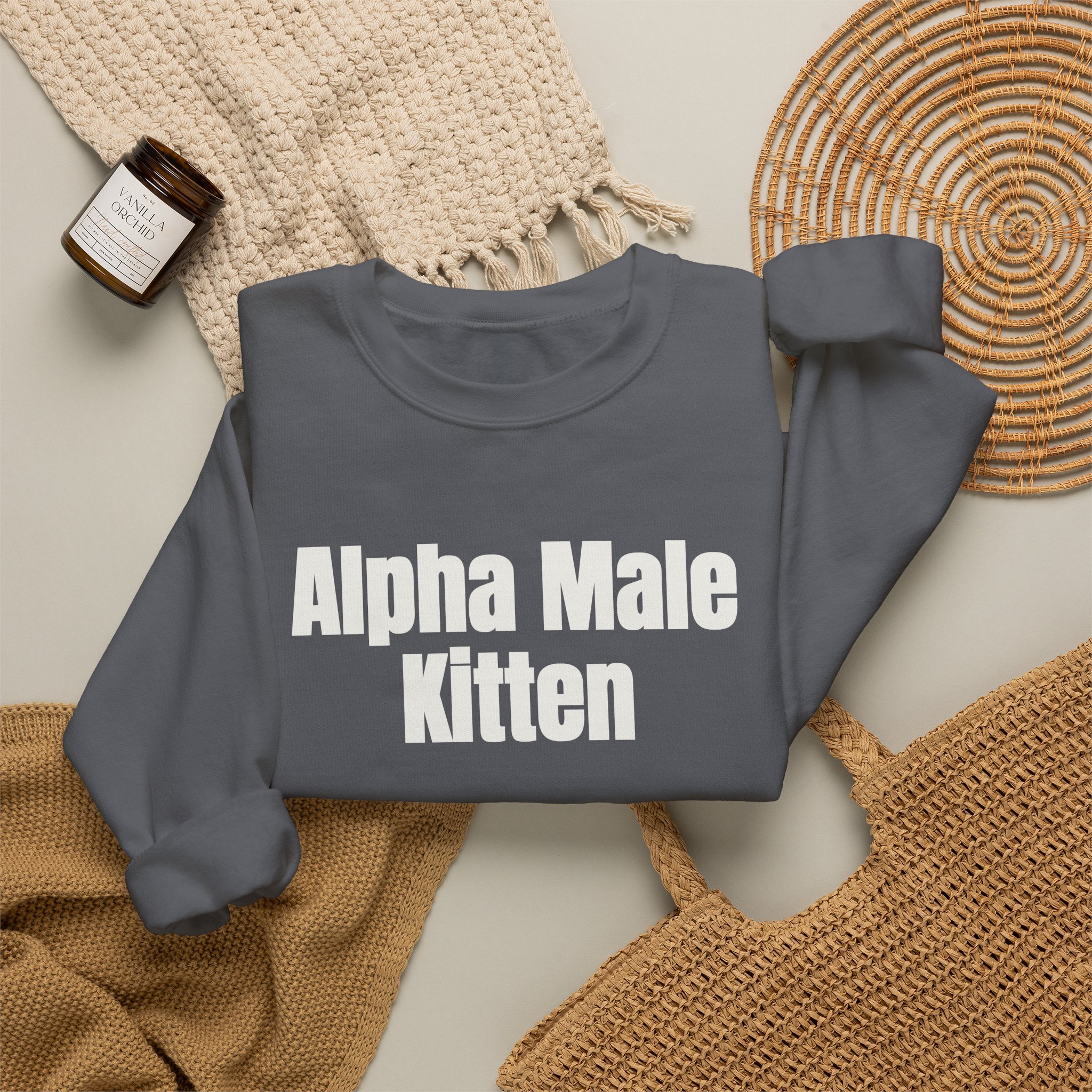 Alpha Male Kitten Sweatshirt | Funny Sarcastic Sweatshirt | Gift for Him - White Text - Sweatshirt - Image 16