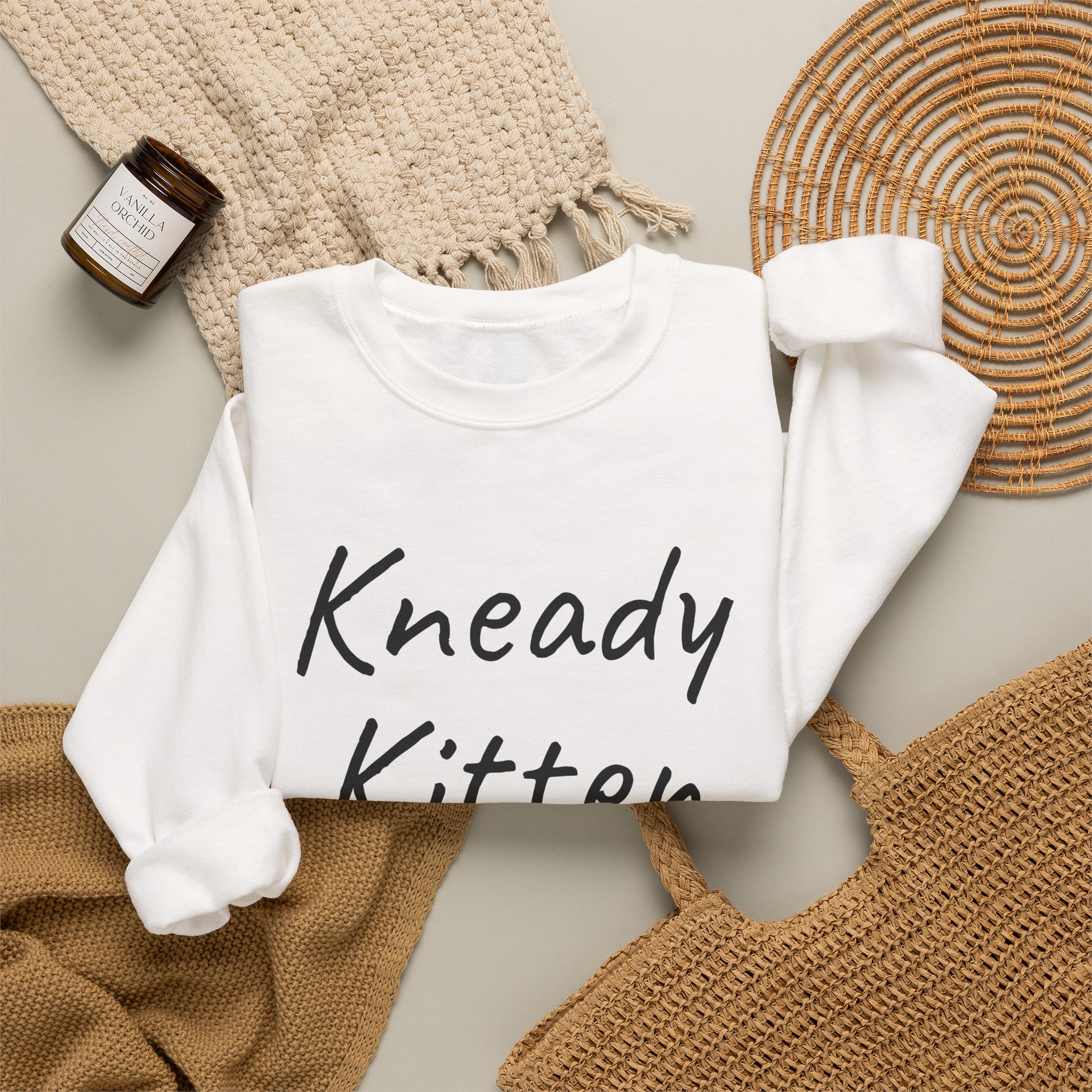Kneady Kitten Sweatshirt | Funny Sarcastic Sweatshirt | Gift for Pet Lovers - Black Text - Sweatshirt - Image 4