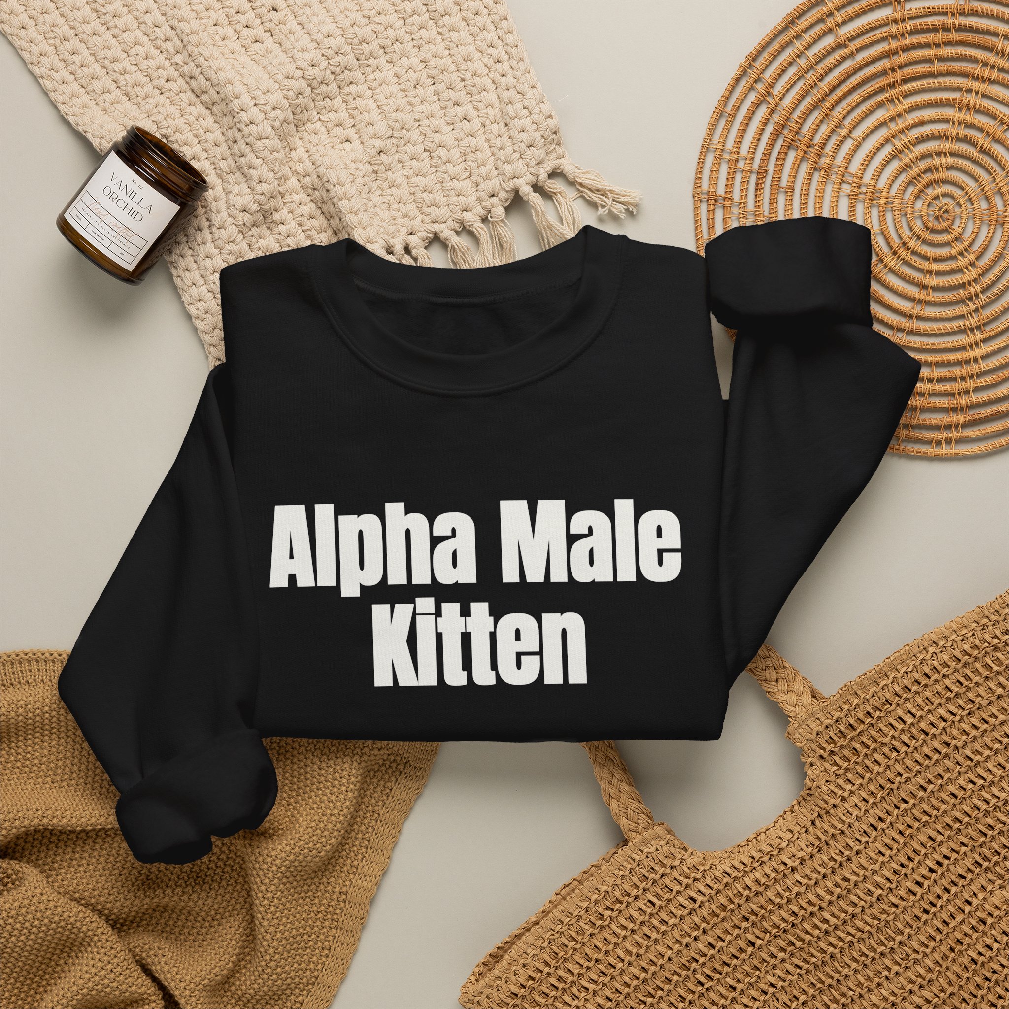 Alpha Male Kitten Sweatshirt | Funny Sarcastic Sweatshirt | Gift for Him - White Text - Sweatshirt - Image 4