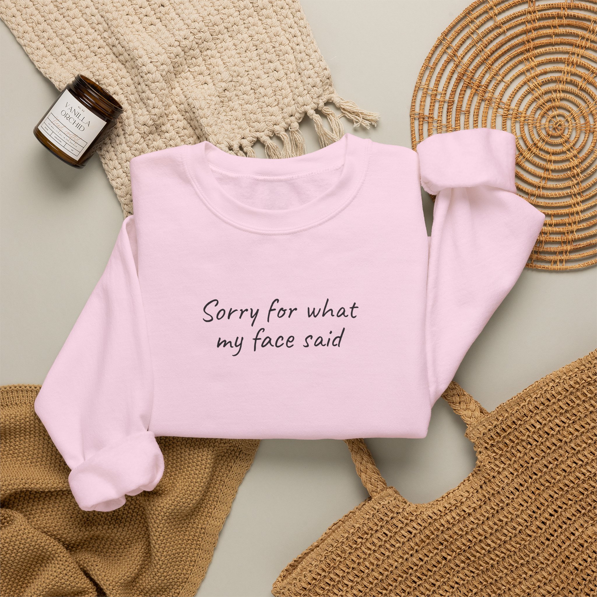 Sorry For What My Face Said Sweatshirt | Sassy Sweatshirt | Gift for Sarcastic Friend - Black Text - Sweatshirt - Image 16