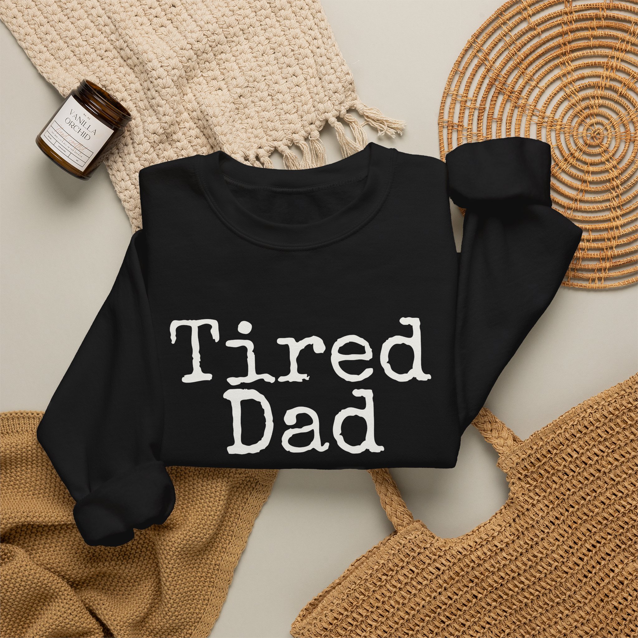 Tired Dad Sweatshirt (White Print) – Image 4
