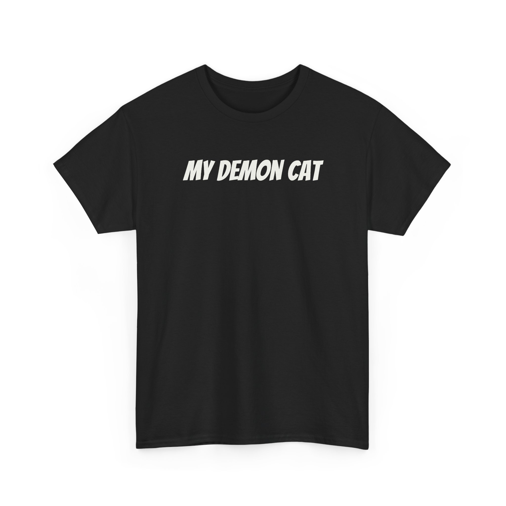 My Demon Cat Shirt | Funny Sarcastic Tee | Gift for Pet Owner - White Text - T-Shirt - Image 3