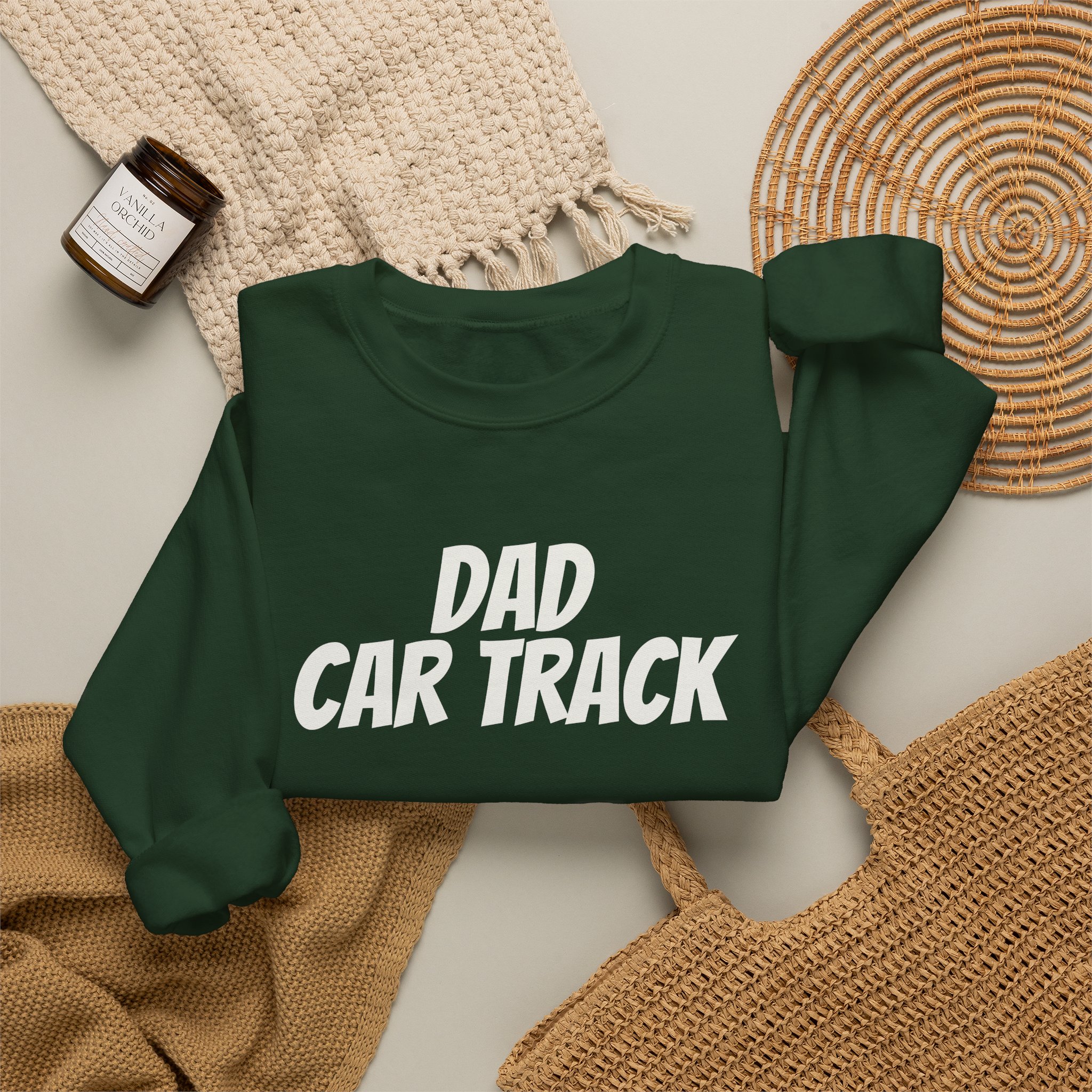 Dad Car Track Sweatshirt (White Print) – Bild 12