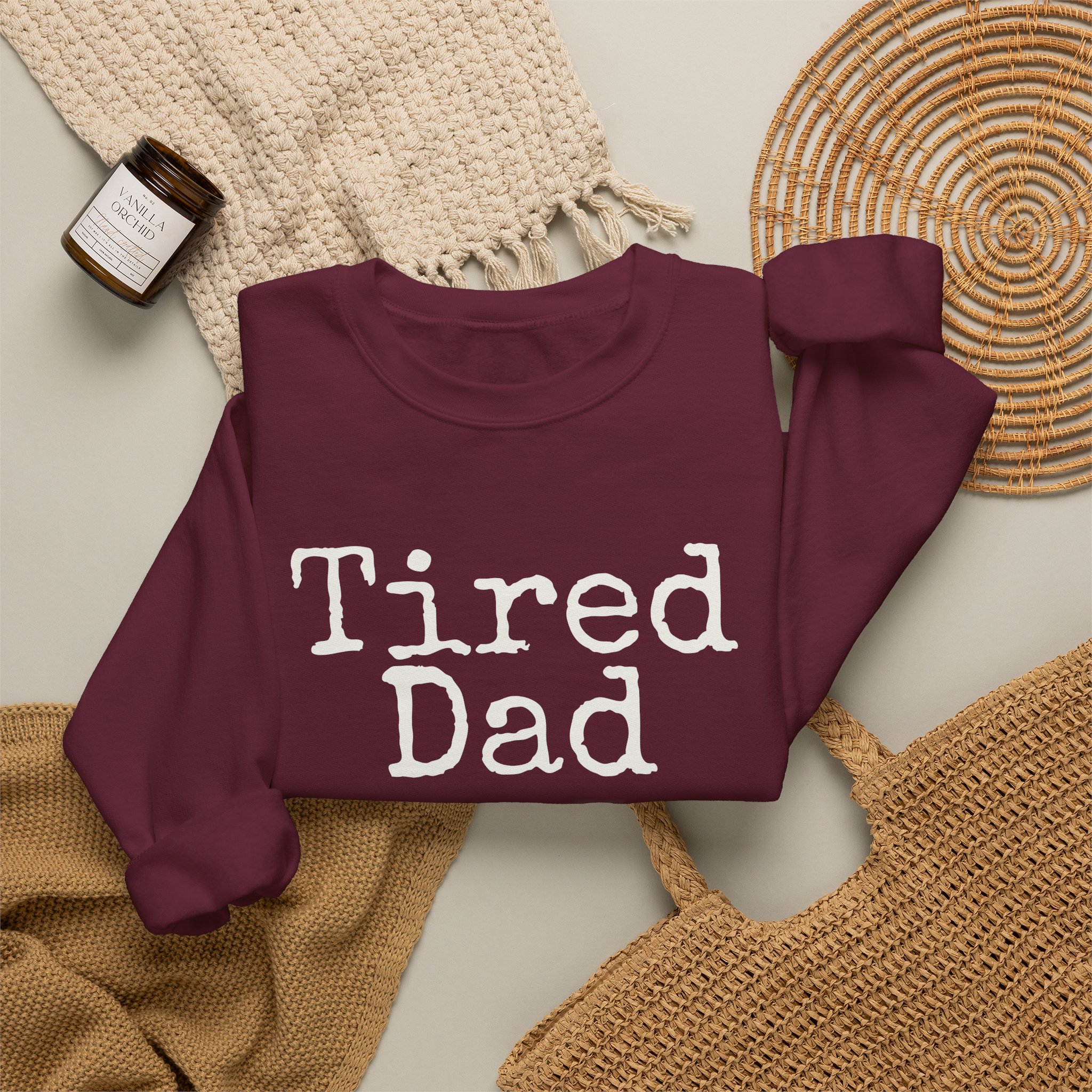 Tired Dad Sweatshirt (White Print) – Image 8