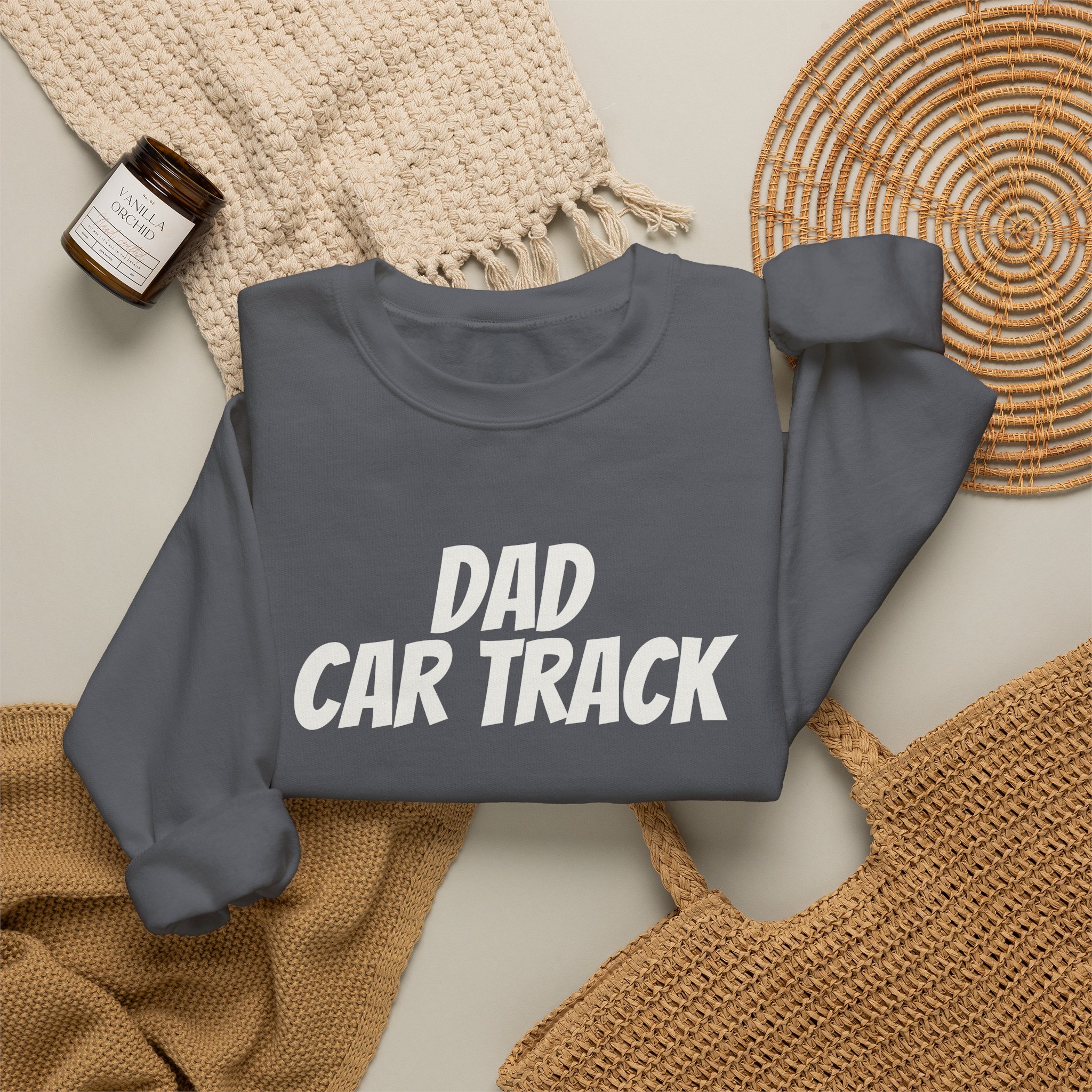 Dad Car Track Sweatshirt (White Print) – Bild 16