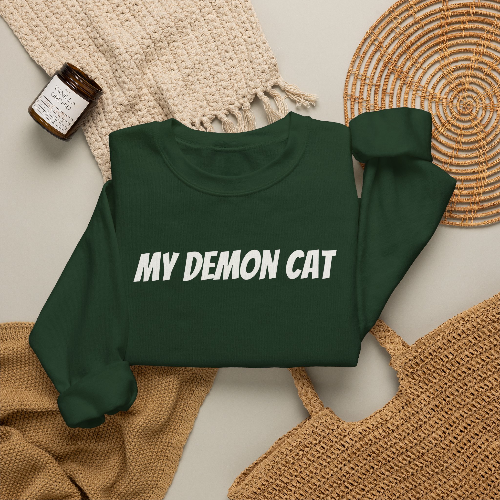 My Demon Cat Sweatshirt | Funny Sarcastic Sweatshirt | Gift for Pet Owner - White Text - Sweatshirt - Image 12