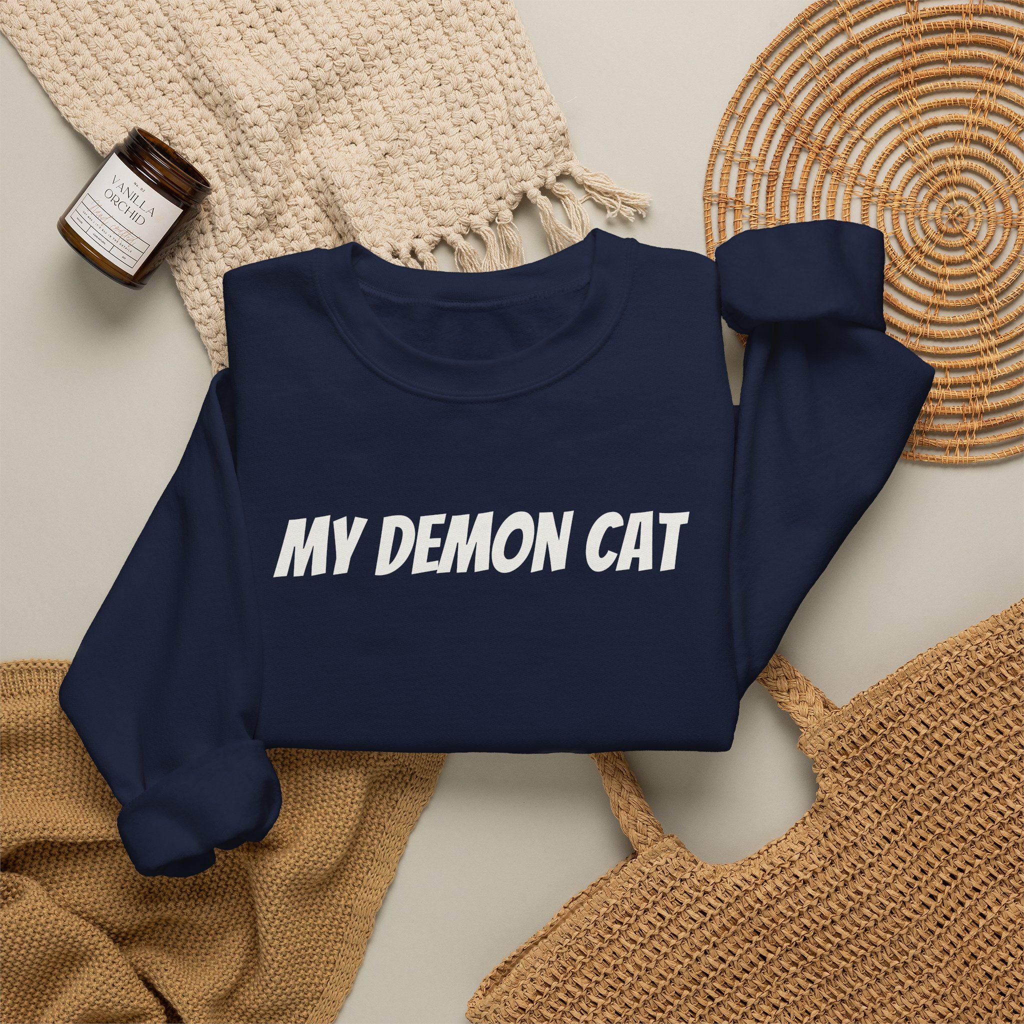 My Demon Cat Sweatshirt | Funny Sarcastic Sweatshirt | Gift for Pet Owner - White Text - Sweatshirt - Image 20