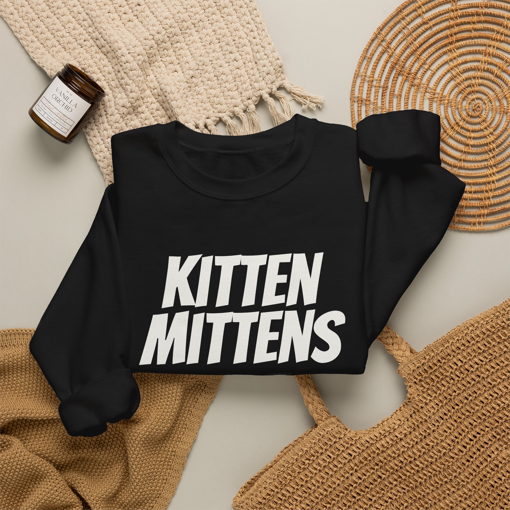 Kitten Mittens Sweatshirt | Funny Sarcastic Sweatshirt | Gift for Sitcom Fans - White Text - Sweatshirt - Image 4
