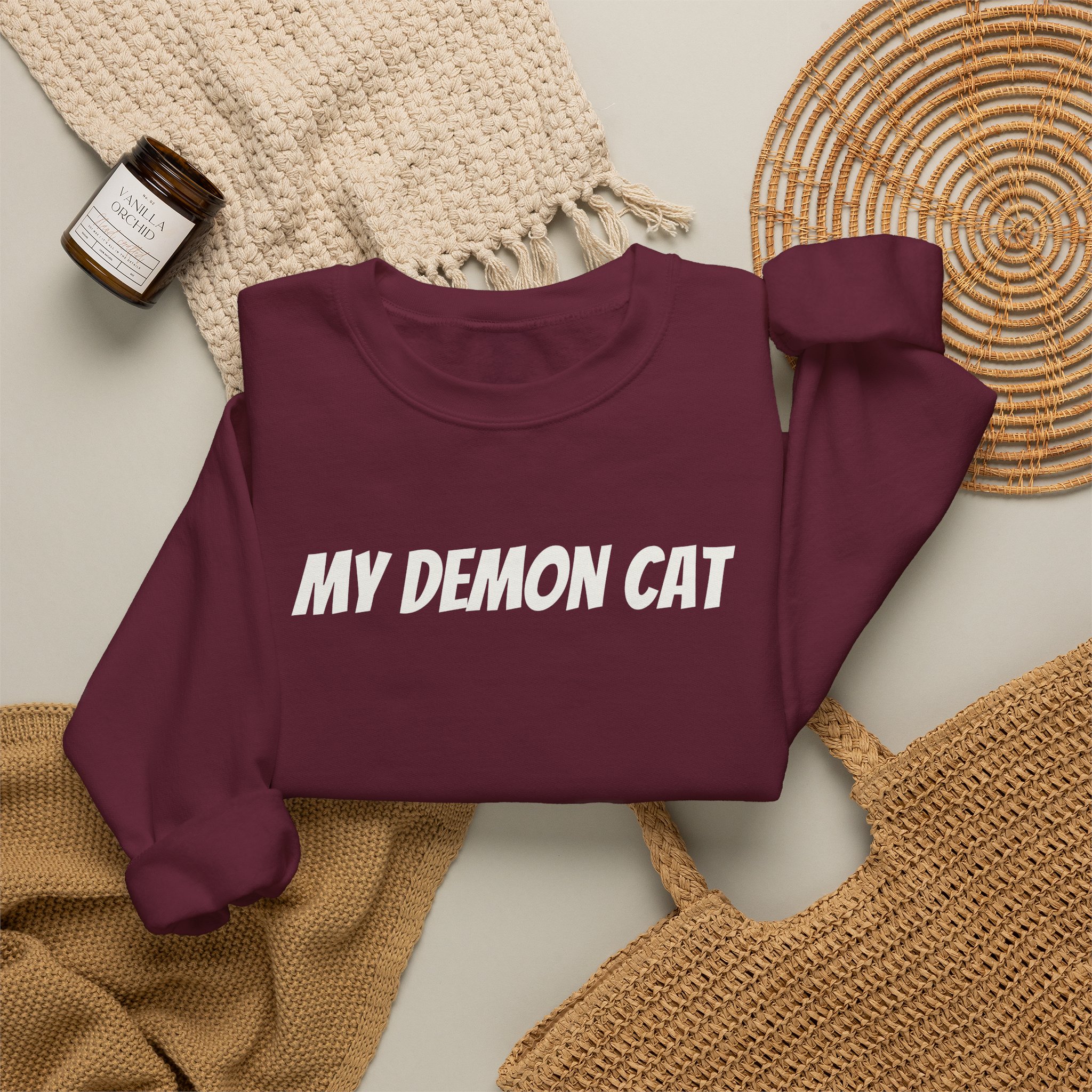My Demon Cat Sweatshirt | Funny Sarcastic Sweatshirt | Gift for Pet Owner - White Text - Sweatshirt - Image 8