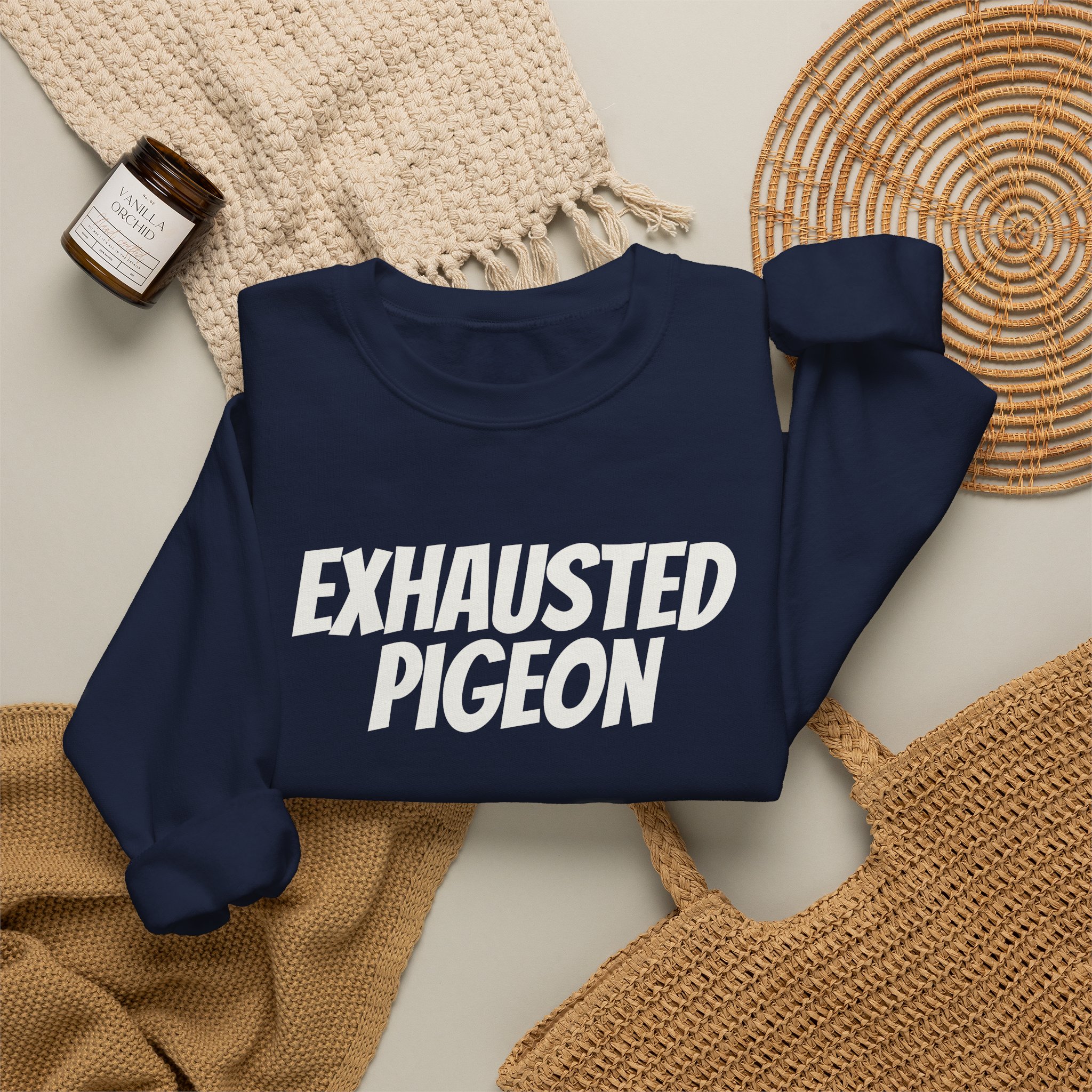 Exhausted Pigeon Sweatshirt (White Print) - Image 20