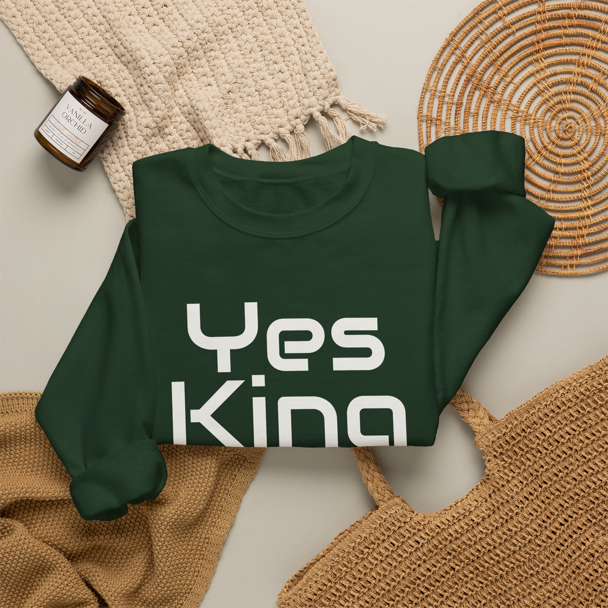 Yes King Sweatshirt (White Print) – Bild 12