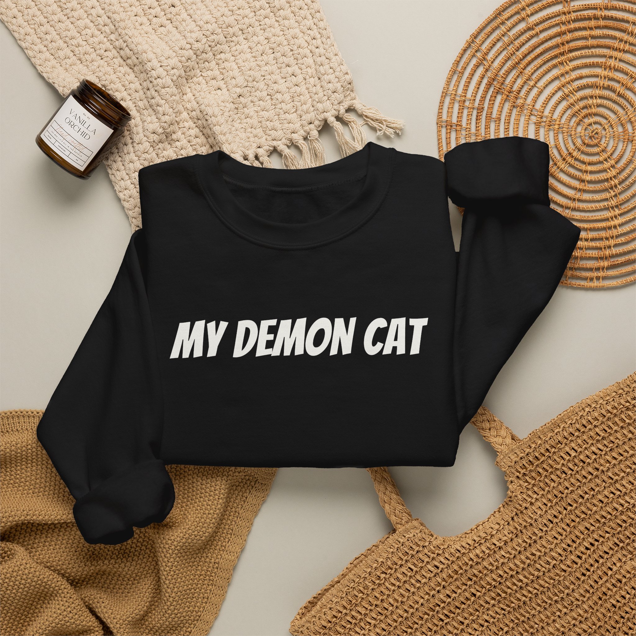 My Demon Cat Sweatshirt | Funny Sarcastic Sweatshirt | Gift for Pet Owner - White Text - Sweatshirt - Image 4