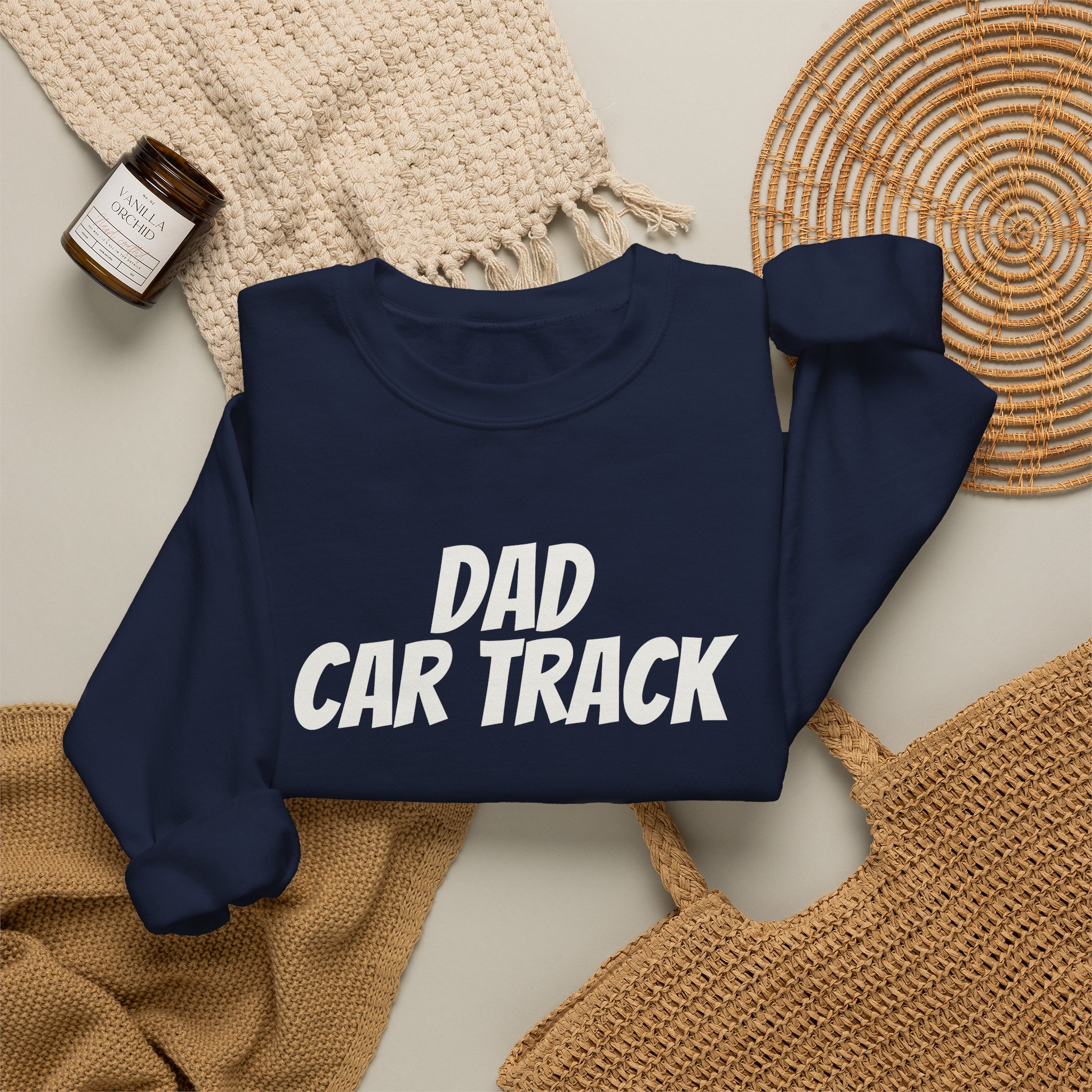 Dad Car Track Sweatshirt (White Print) – Bild 20
