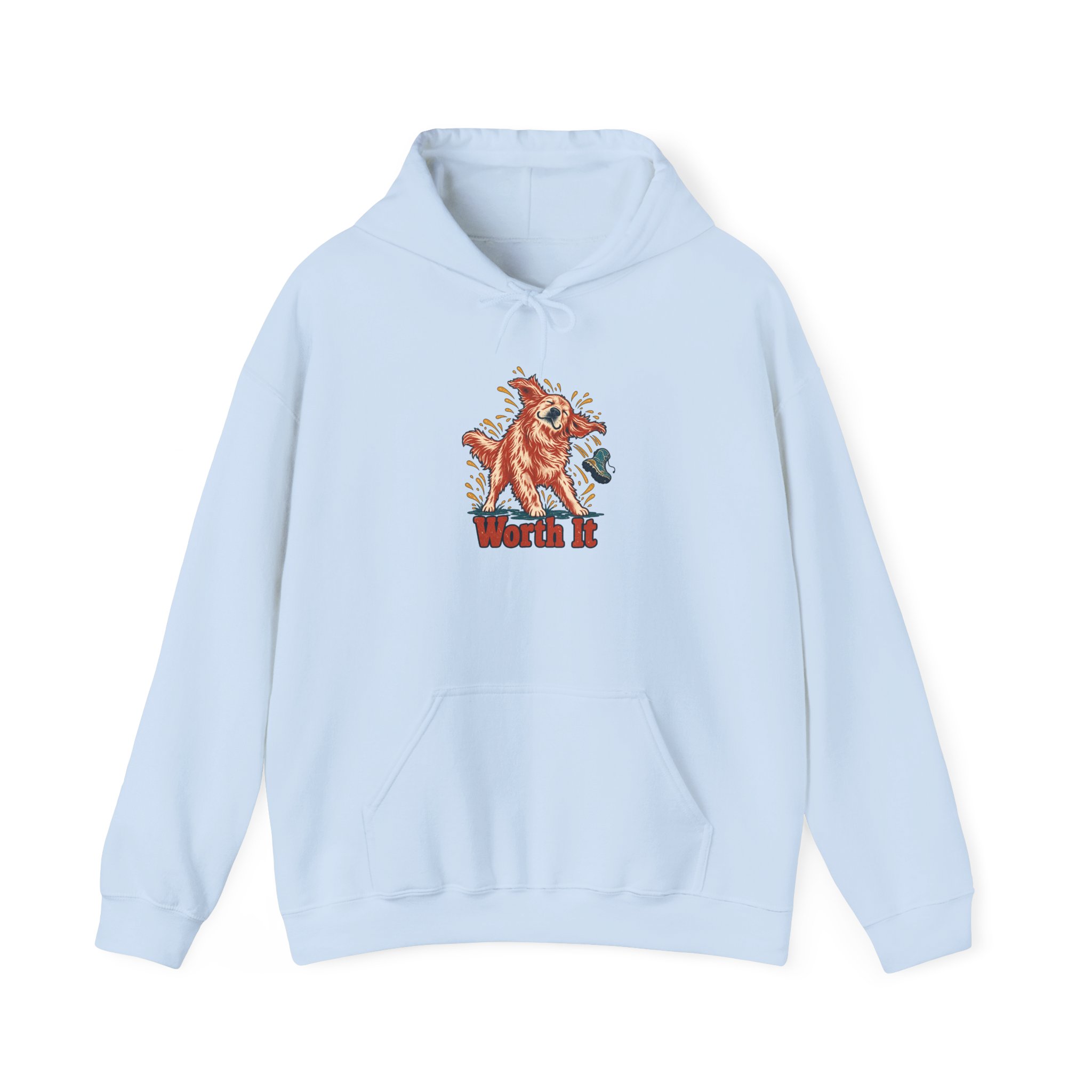 Wet Shake, Mud Boot Hoodie — White - Image 2