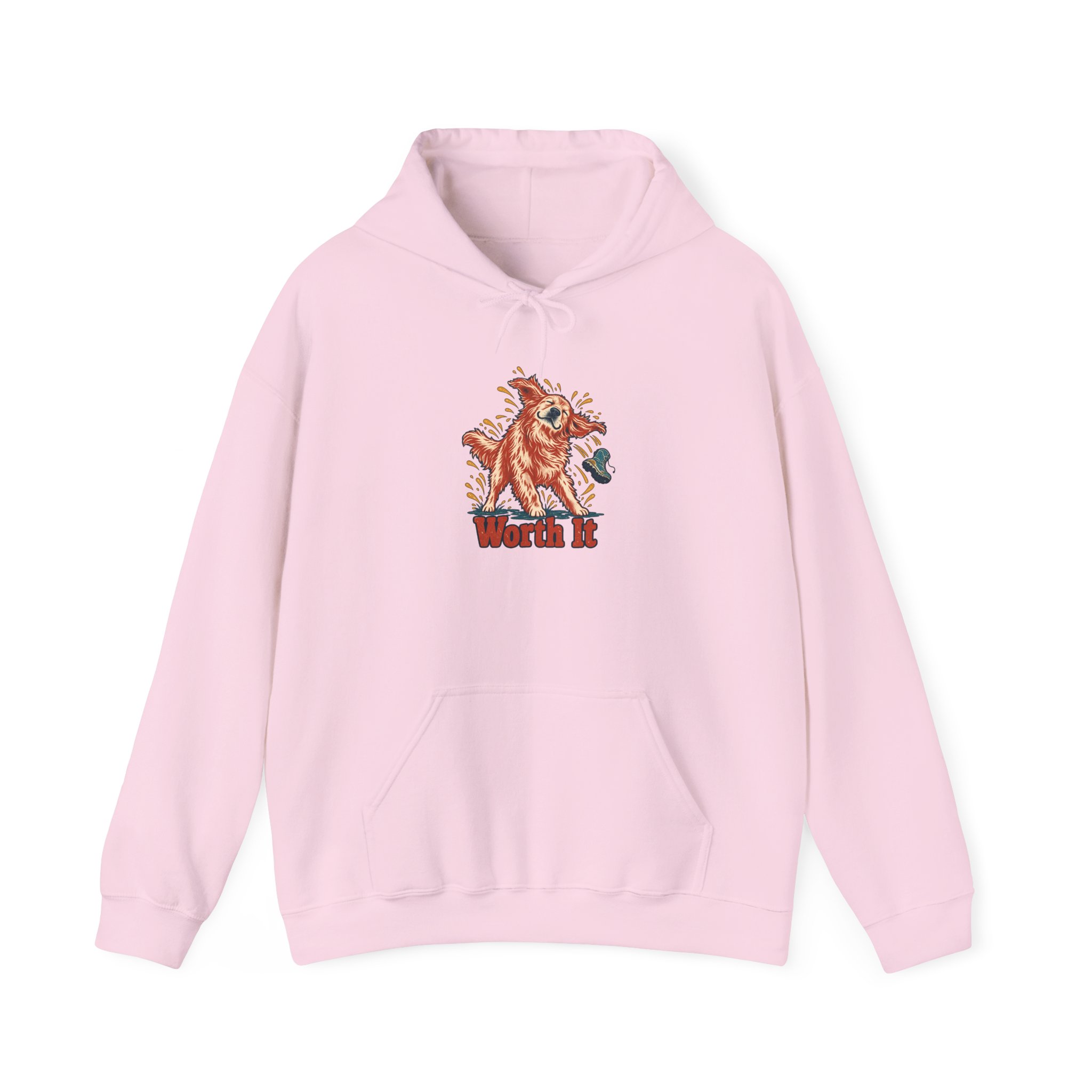 Wet Shake, Mud Boot Hoodie — White - Image 3