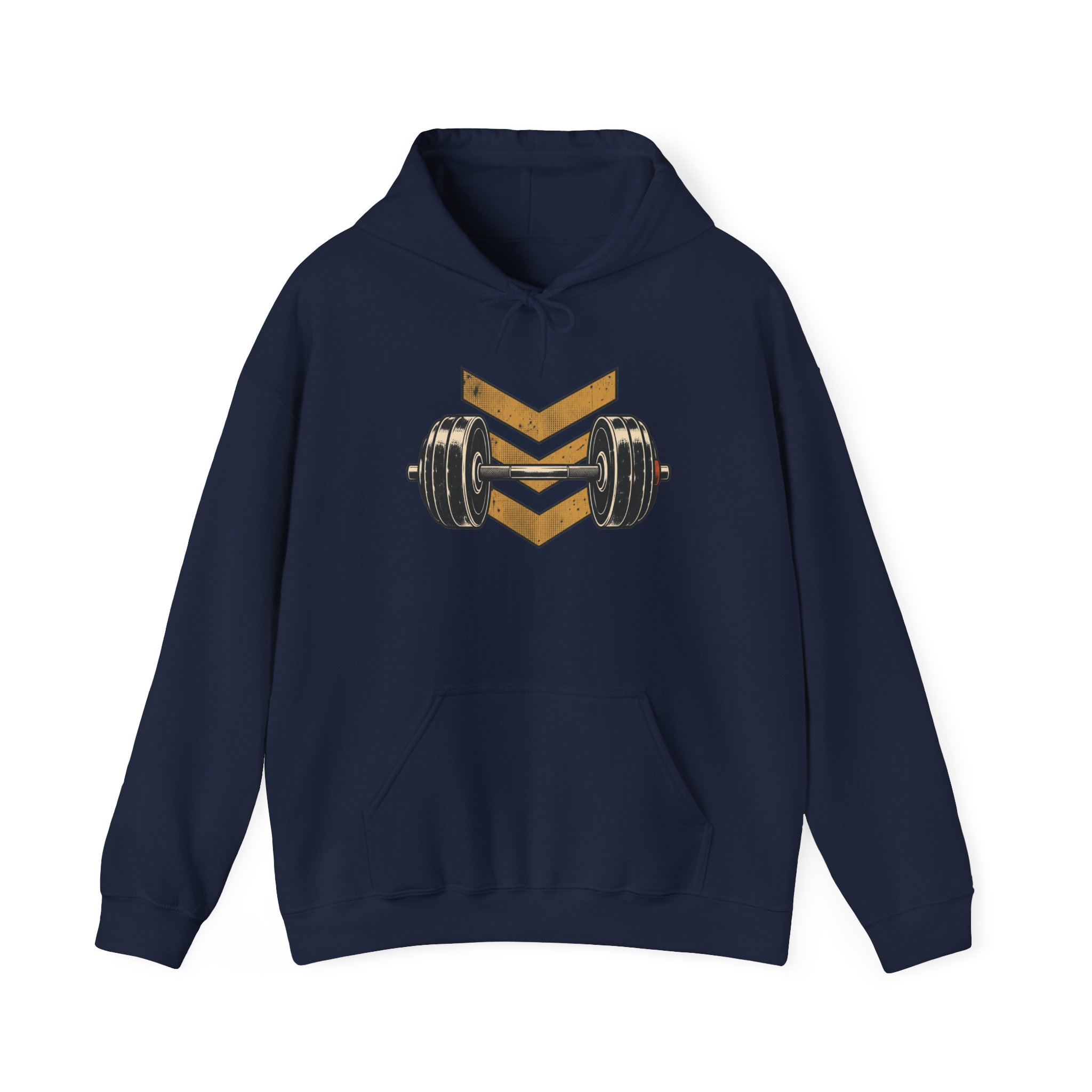 Retro Barbell Emblem Hoodie — Black - Image 3