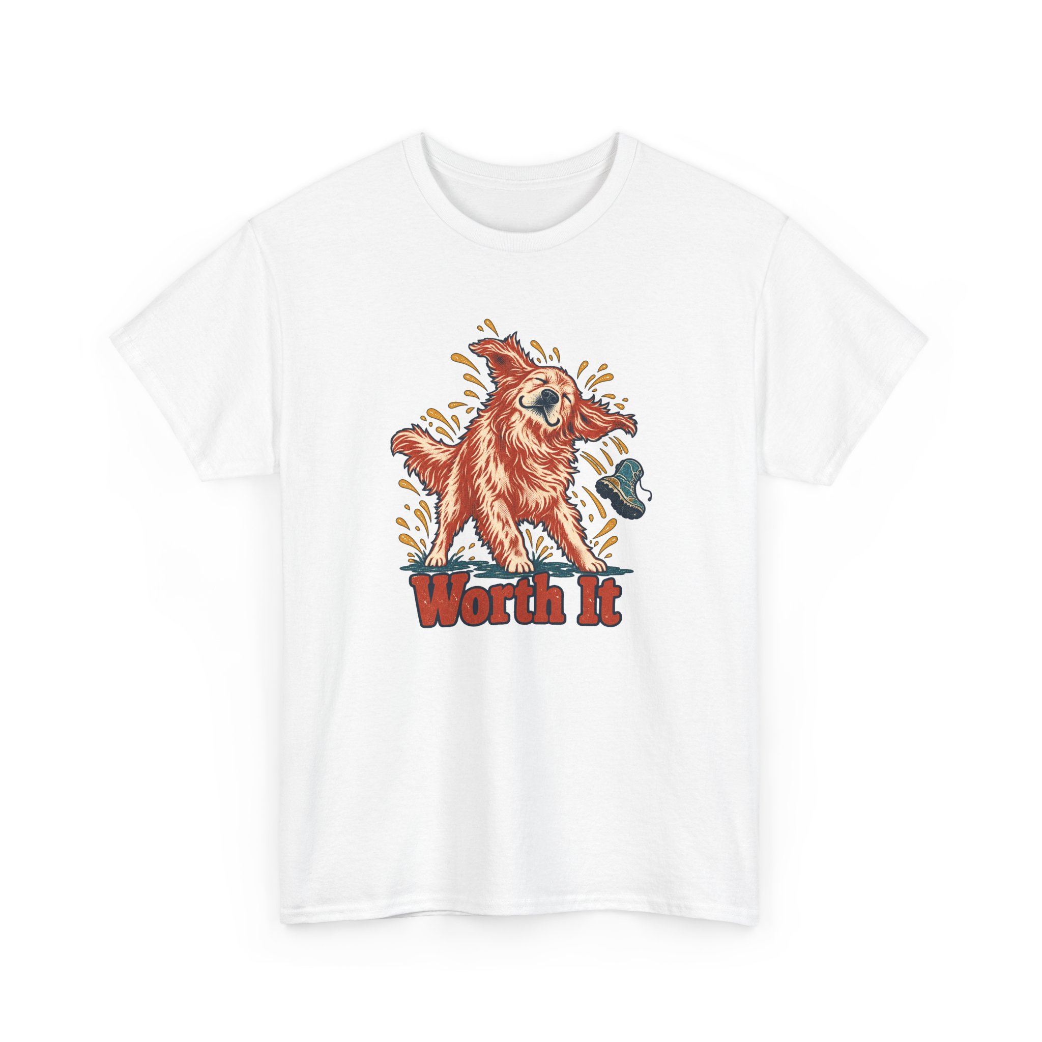Wet Shake, Mud Boot T-Shirt — White