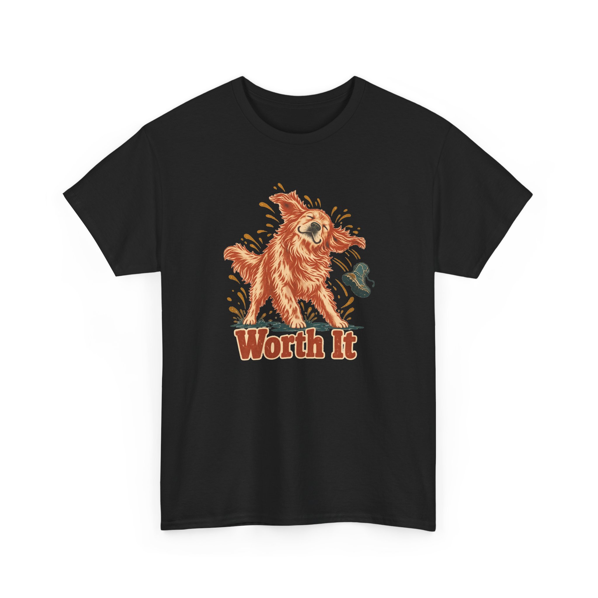 Wet Shake, Mud Boot T-Shirt — Black