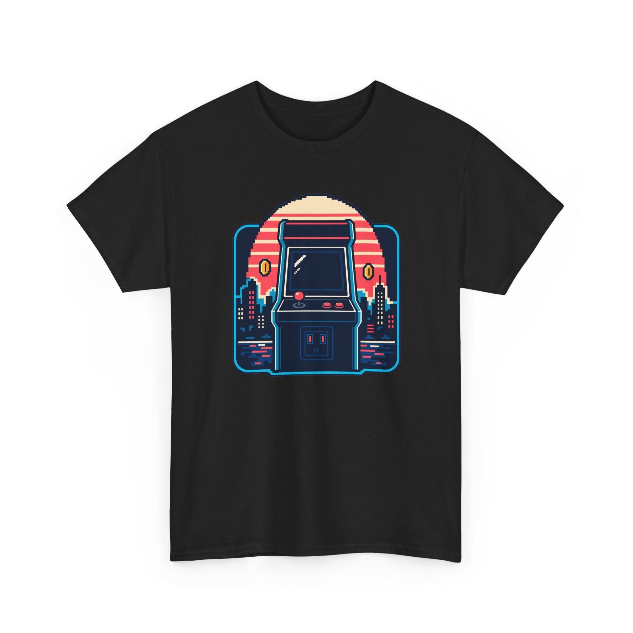 Neon Arcade Night T-Shirt — Schwarz