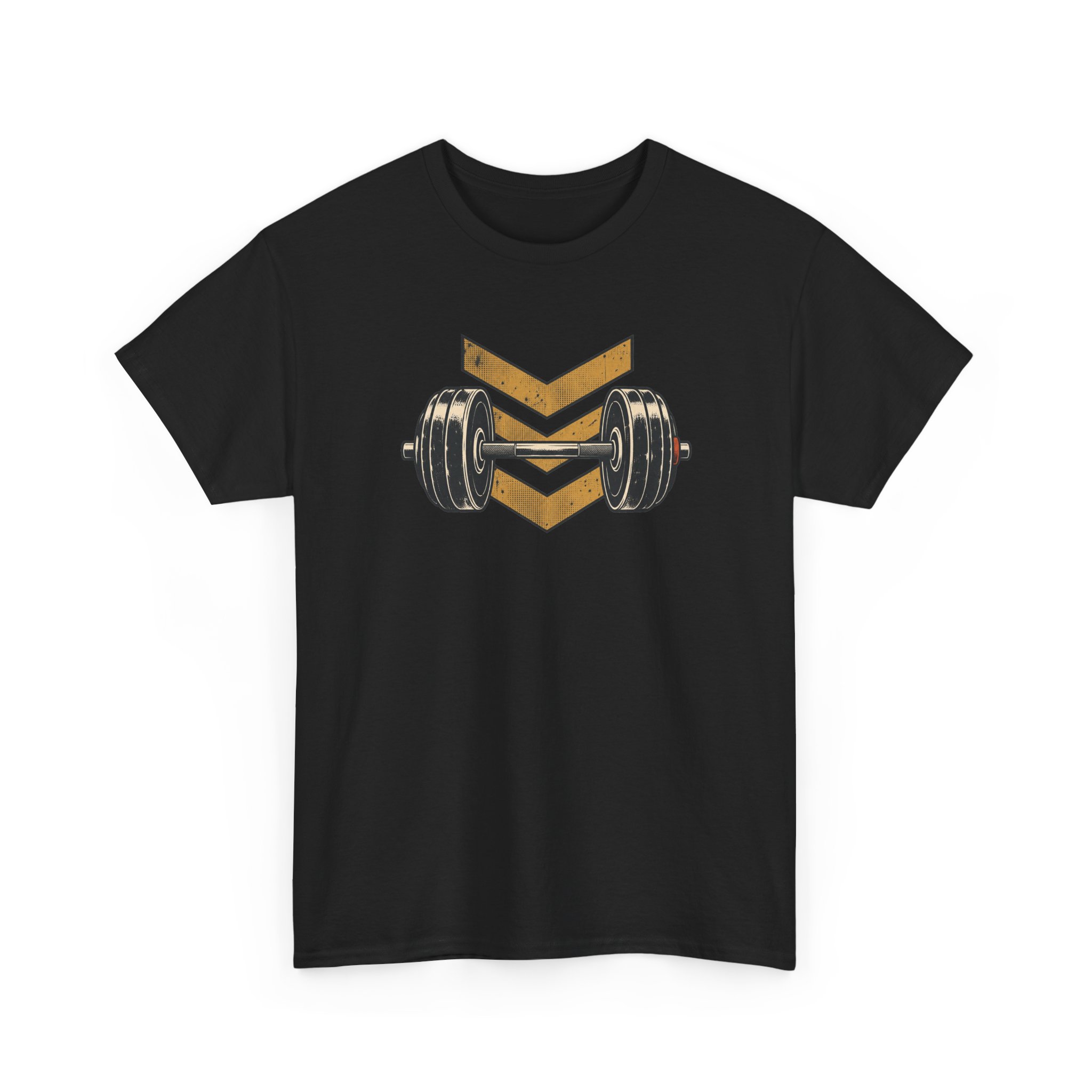 Retro Barbell Emblem T-Shirt — Schwarz