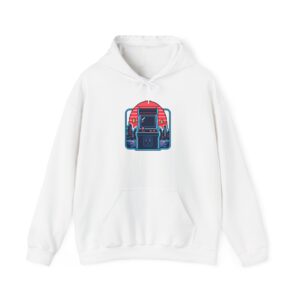 Neon Arcade Night Hoodie — Weiß